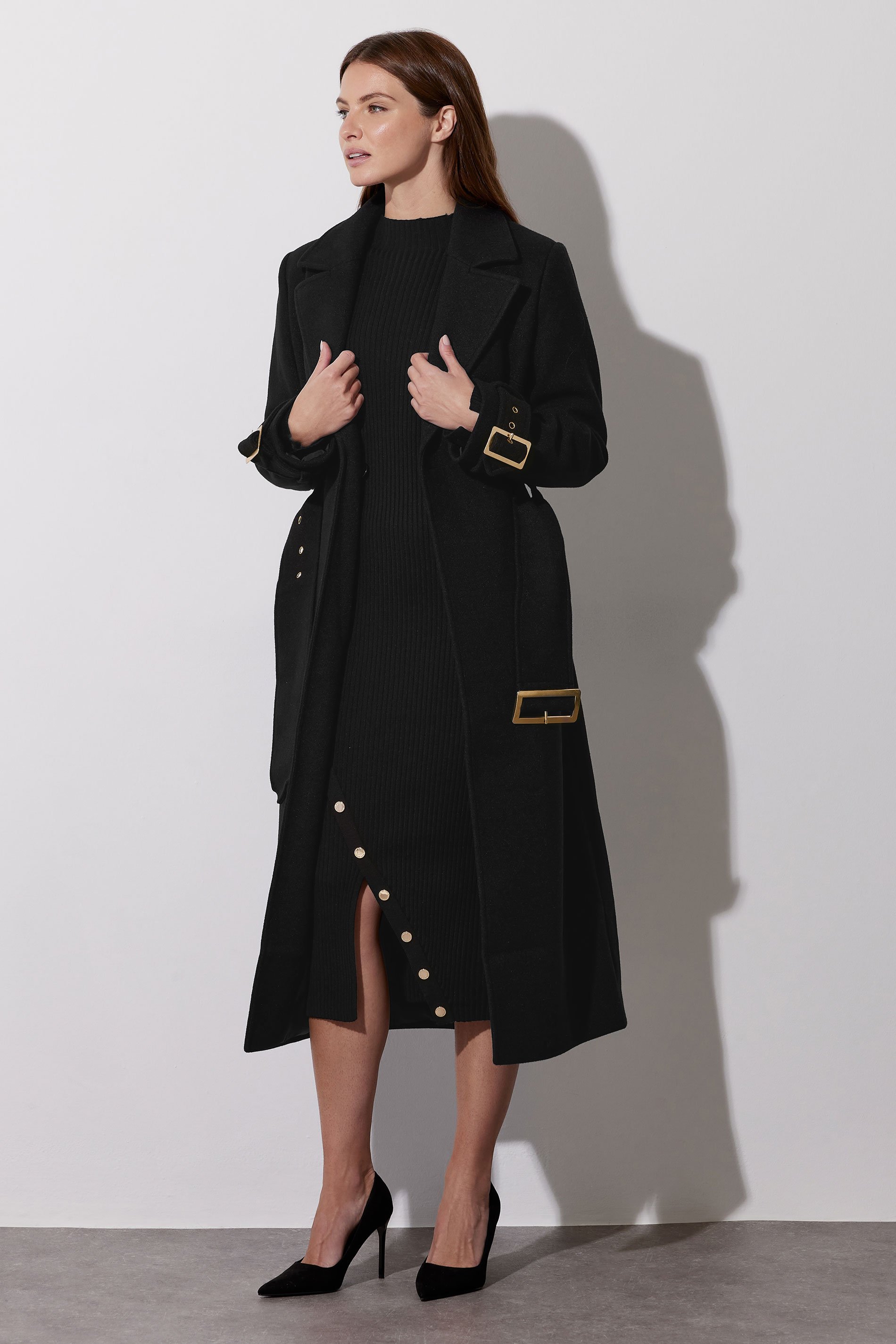 STAR Black Buckle Wrap Coat | STAR x JM 3