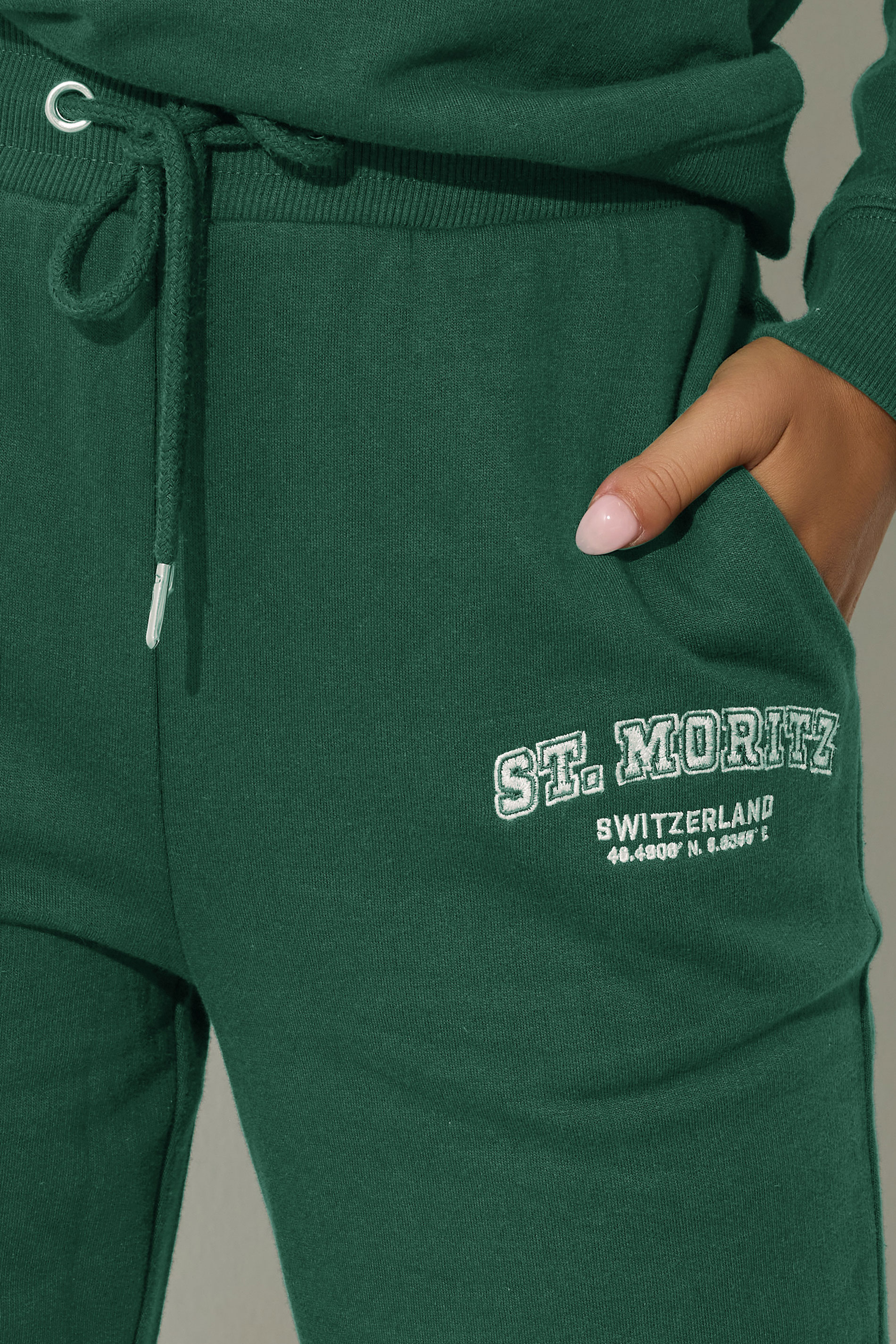 PixieGirl Petite Women's Green St Moritz Slogan Jogger | PixieGirl 4