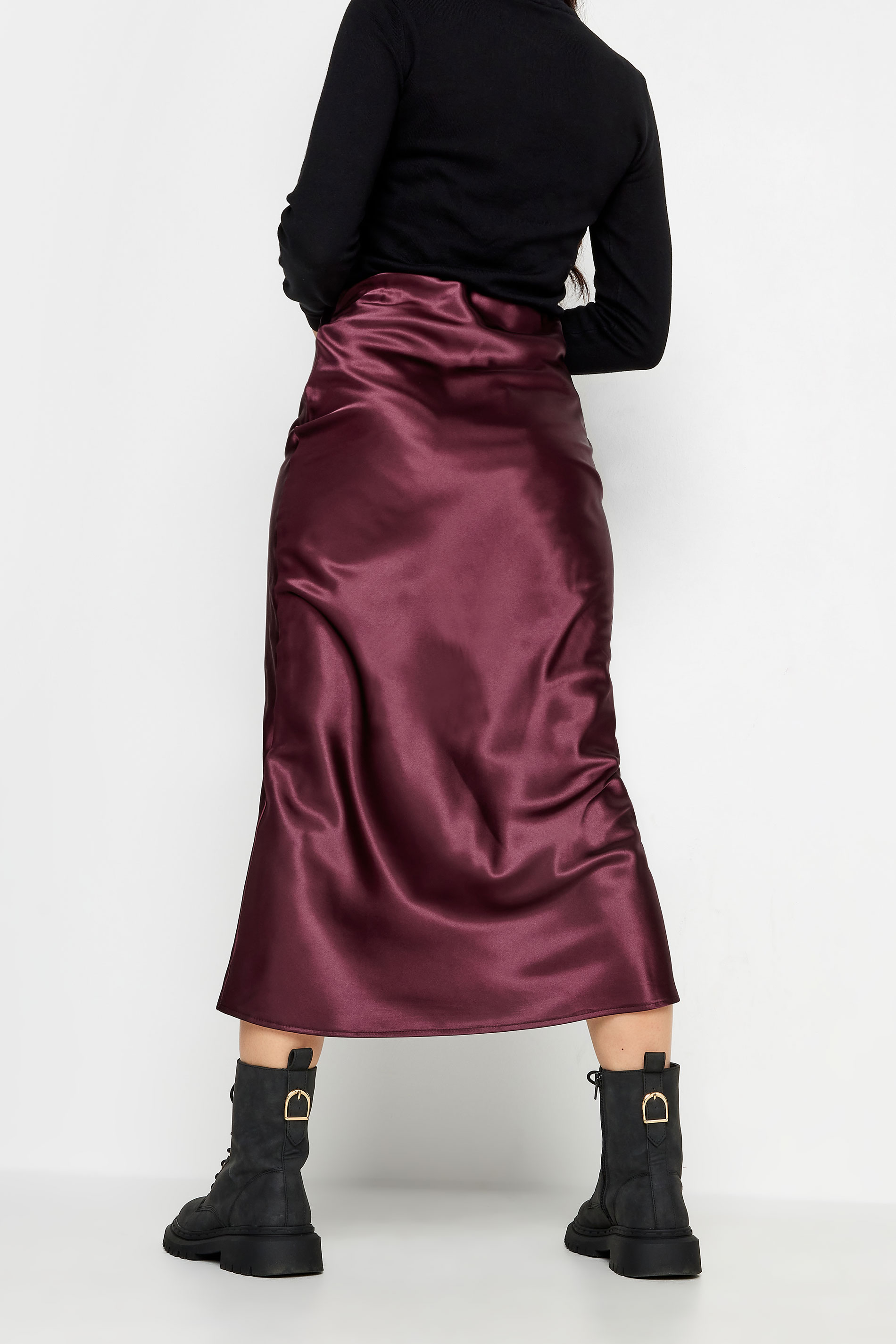 PixieGirl Dark Purple Satin Midaxi Skirt | PixieGirl