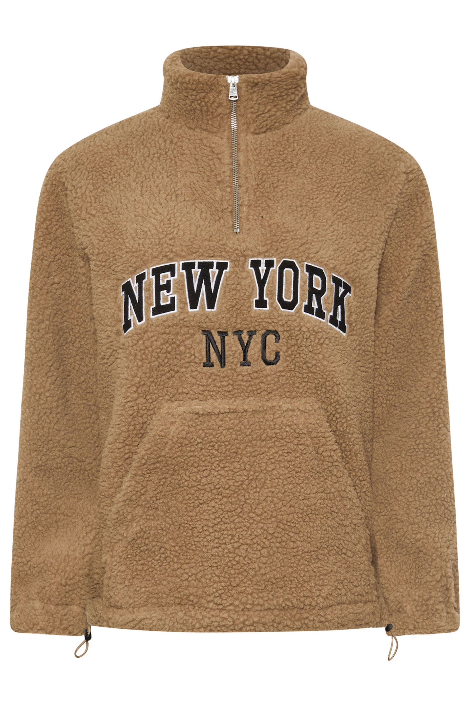 PixieGirl Petite Women's Beige Brown Slogan Half Zip Teddy Fleece | PixieGirl 5