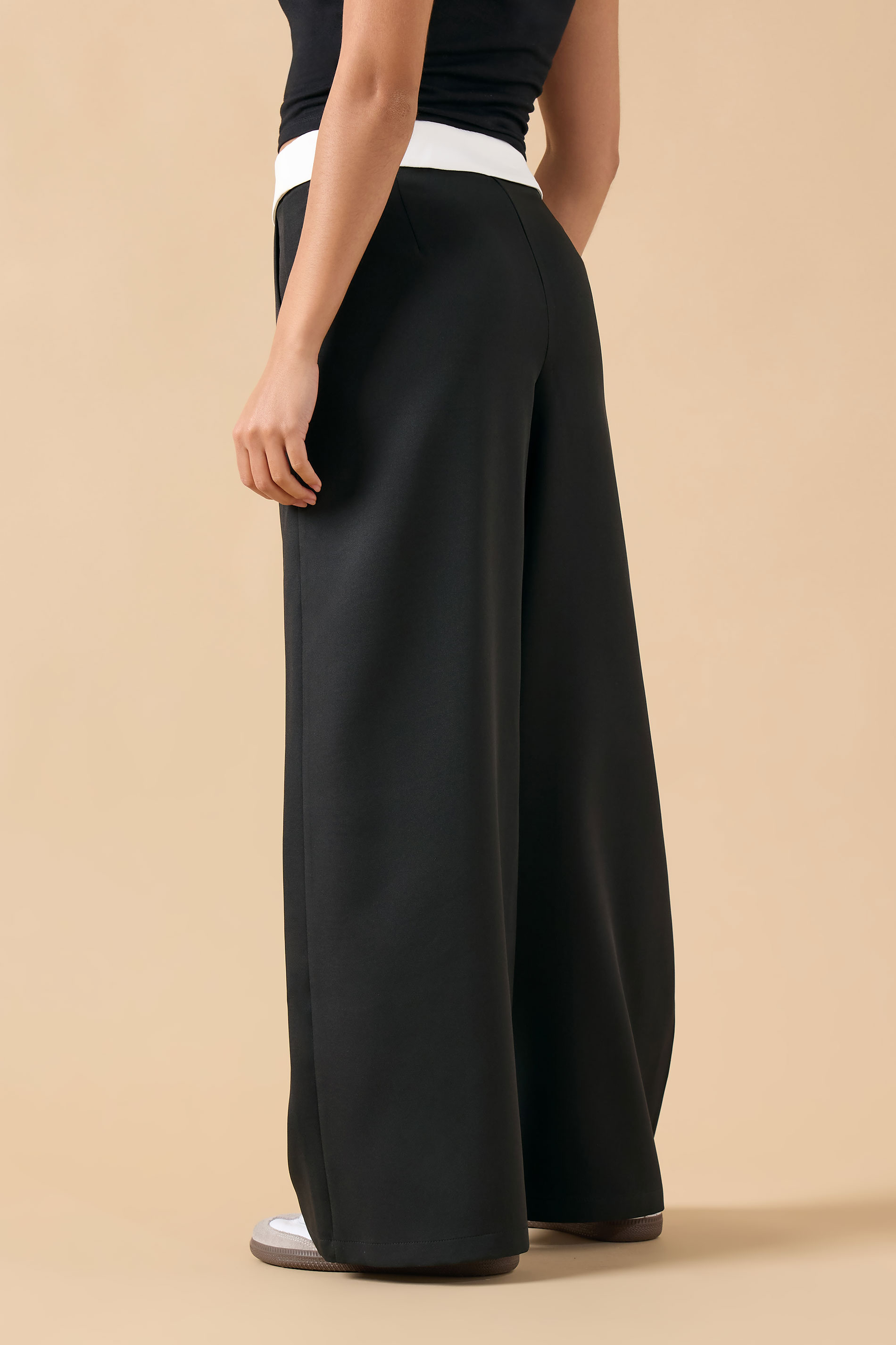 PixieGirl Petite Women's Black Fold Over Smart Trousers | PixieGirl 3