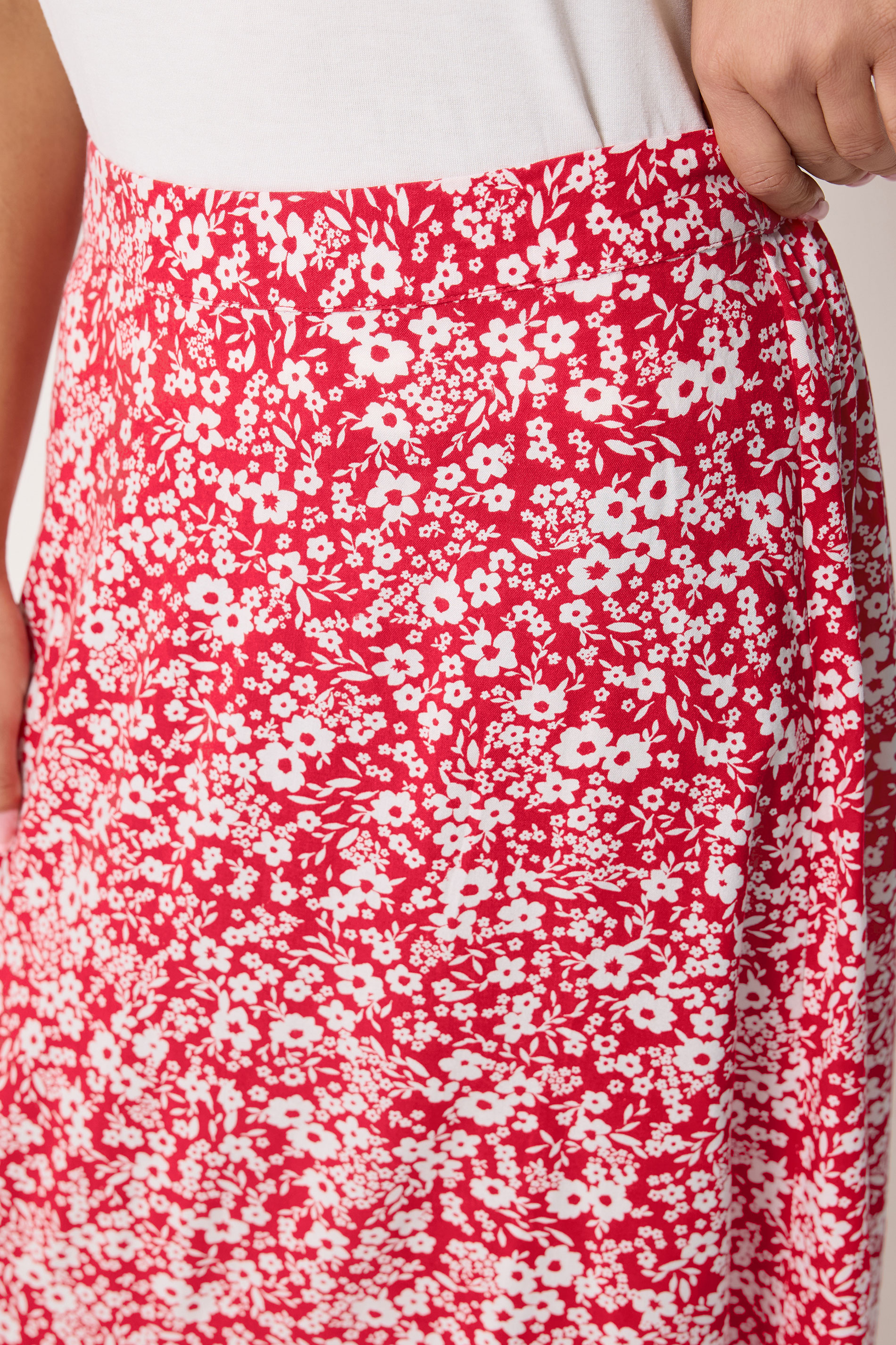 M&Co Petite Red Ditsy Floral Maxi Skirt | M&Co 4