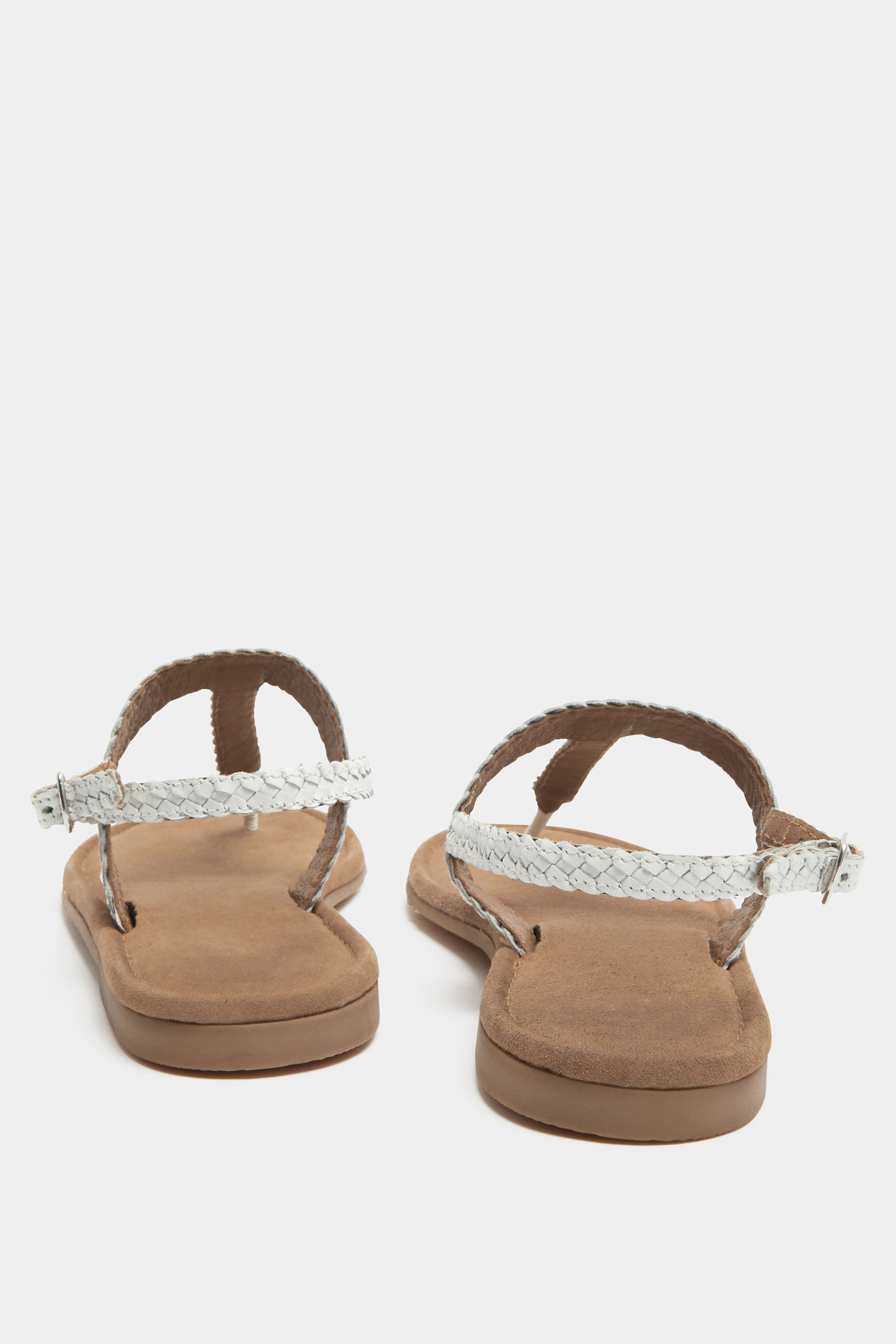 White Woven Toe Post Sandals In Extra EEE Wide Fit | Yours Clothing 3