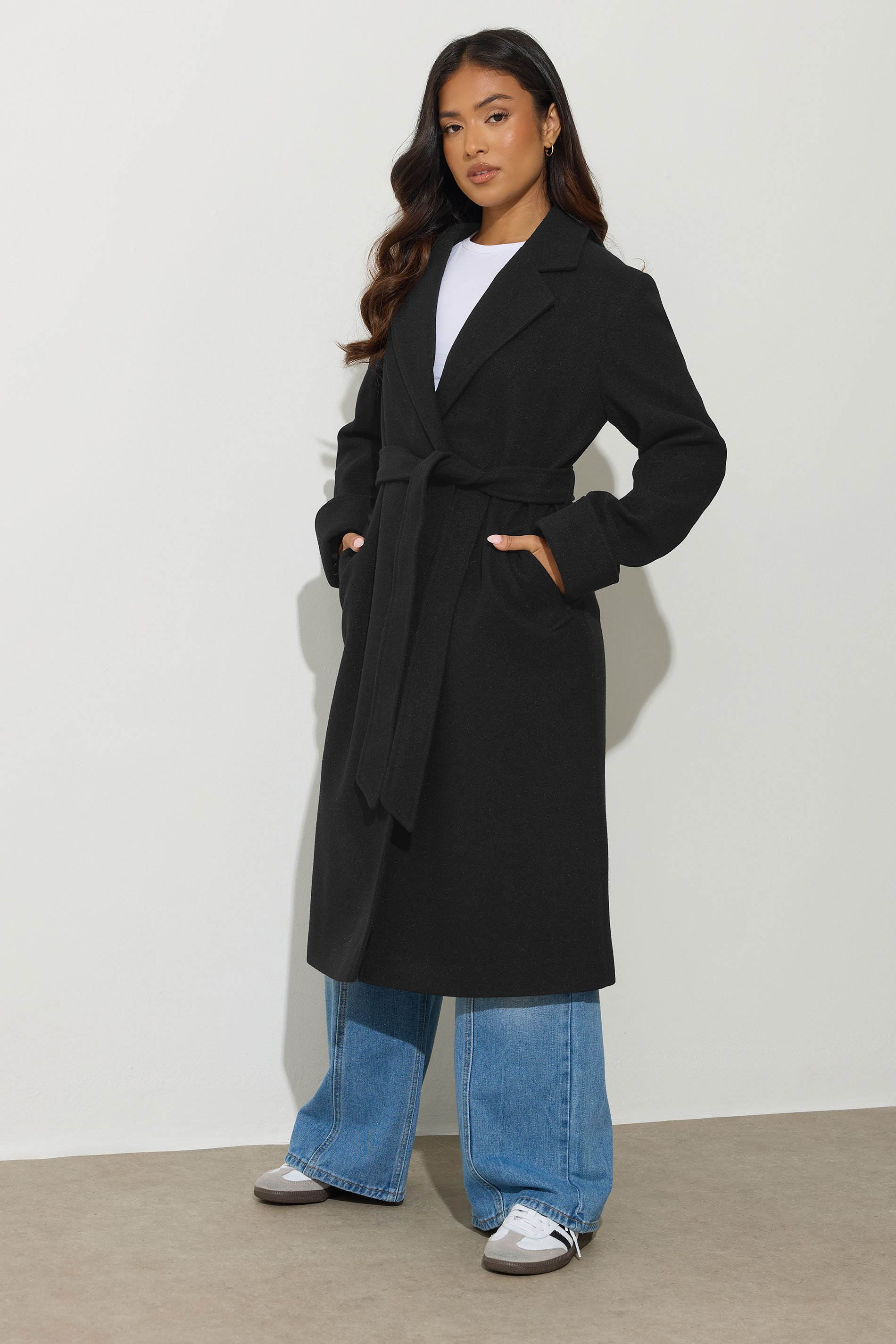 PixieGirl Petite Women's Black Wrap Belt Coat | PixieGirl 2