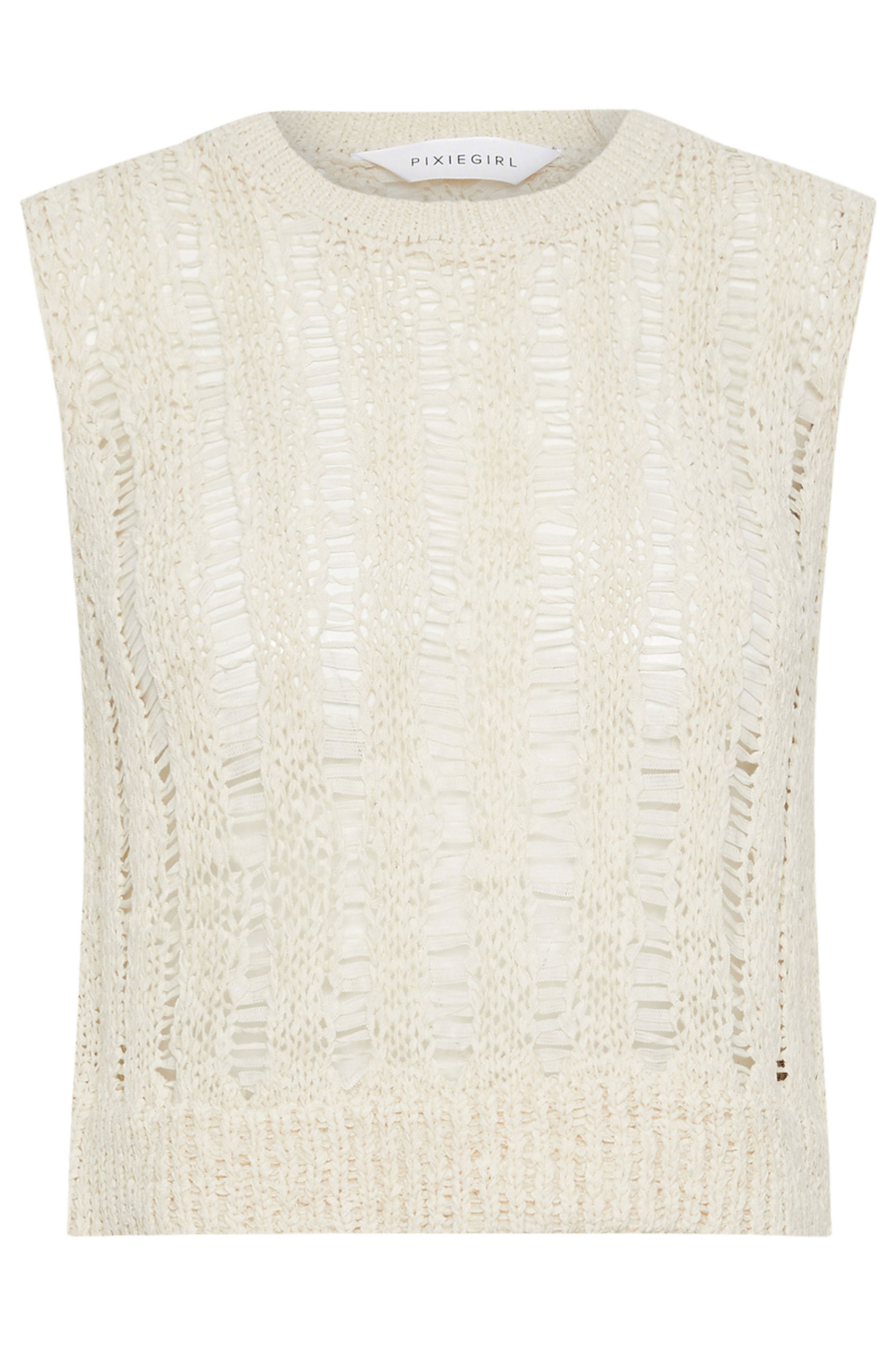 PixieGirl Petite Women's Ivory White Tape Yarn Vest Top | PixieGirl 6