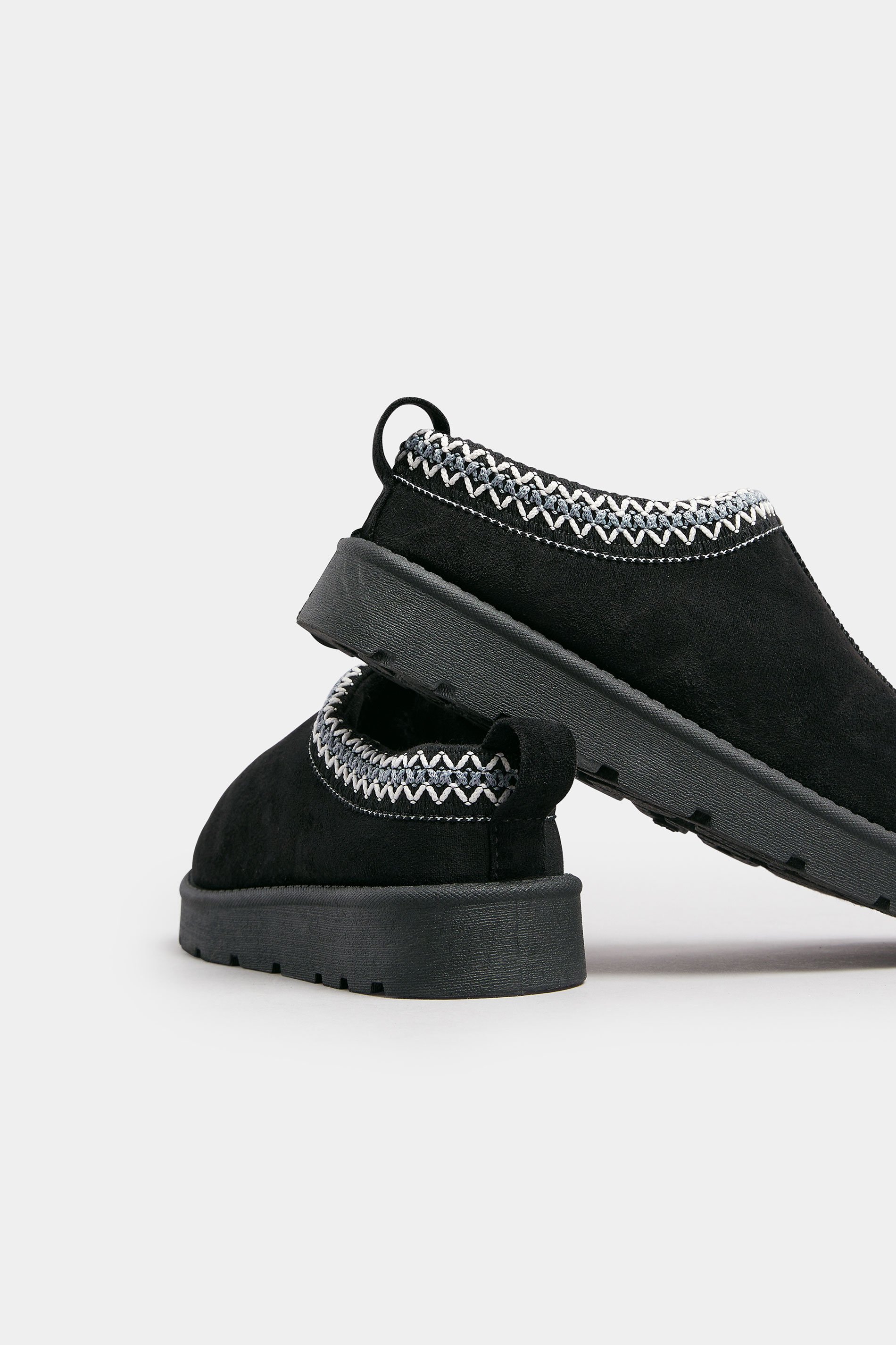 Black & Blue Faux Suede Embroidered Mules In Standard Fit | Yours Clothing 5