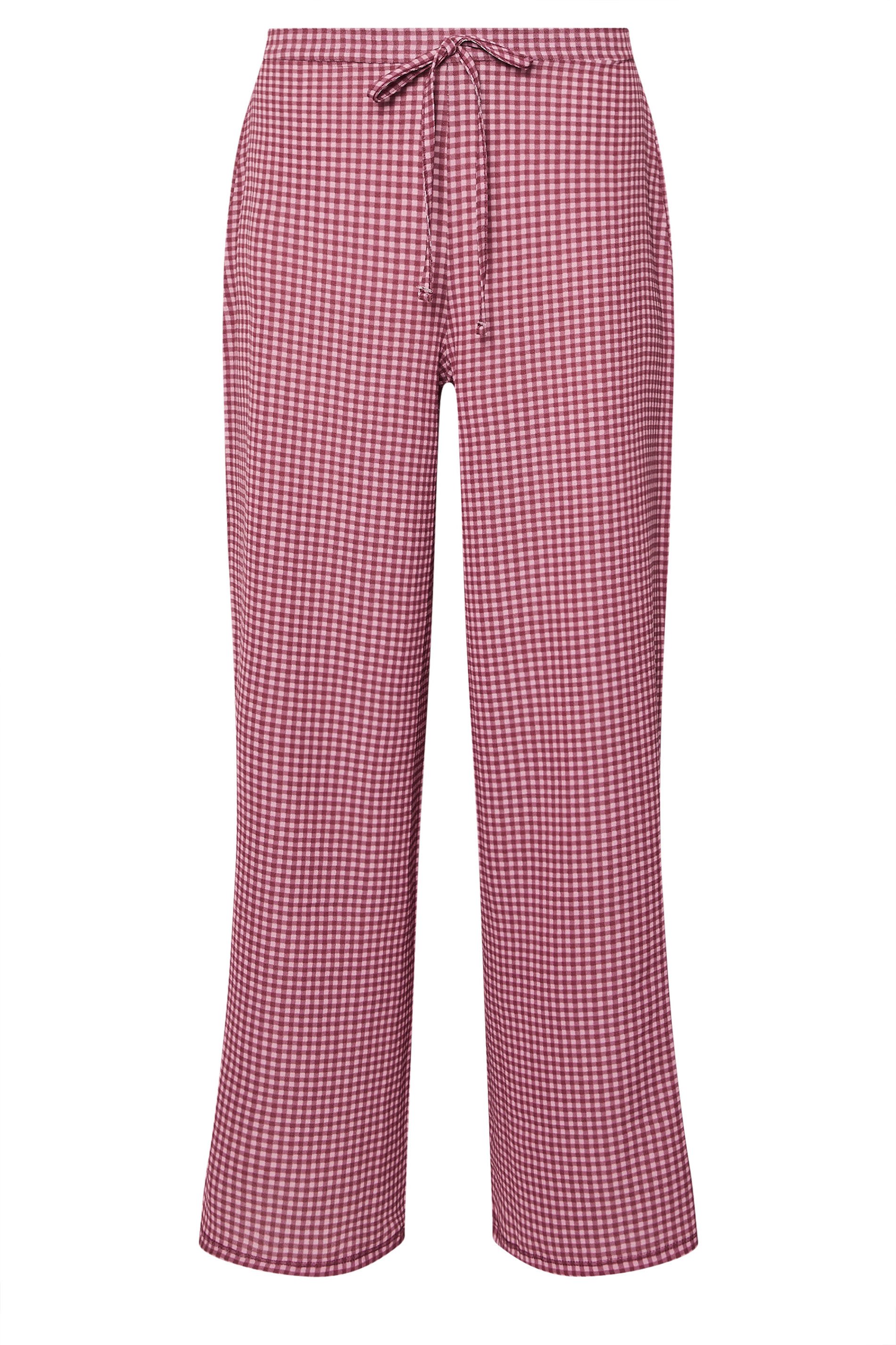 PixieGirl Petite Women's Pink Gingham Wide Leg Trousers | PixieGirl 5