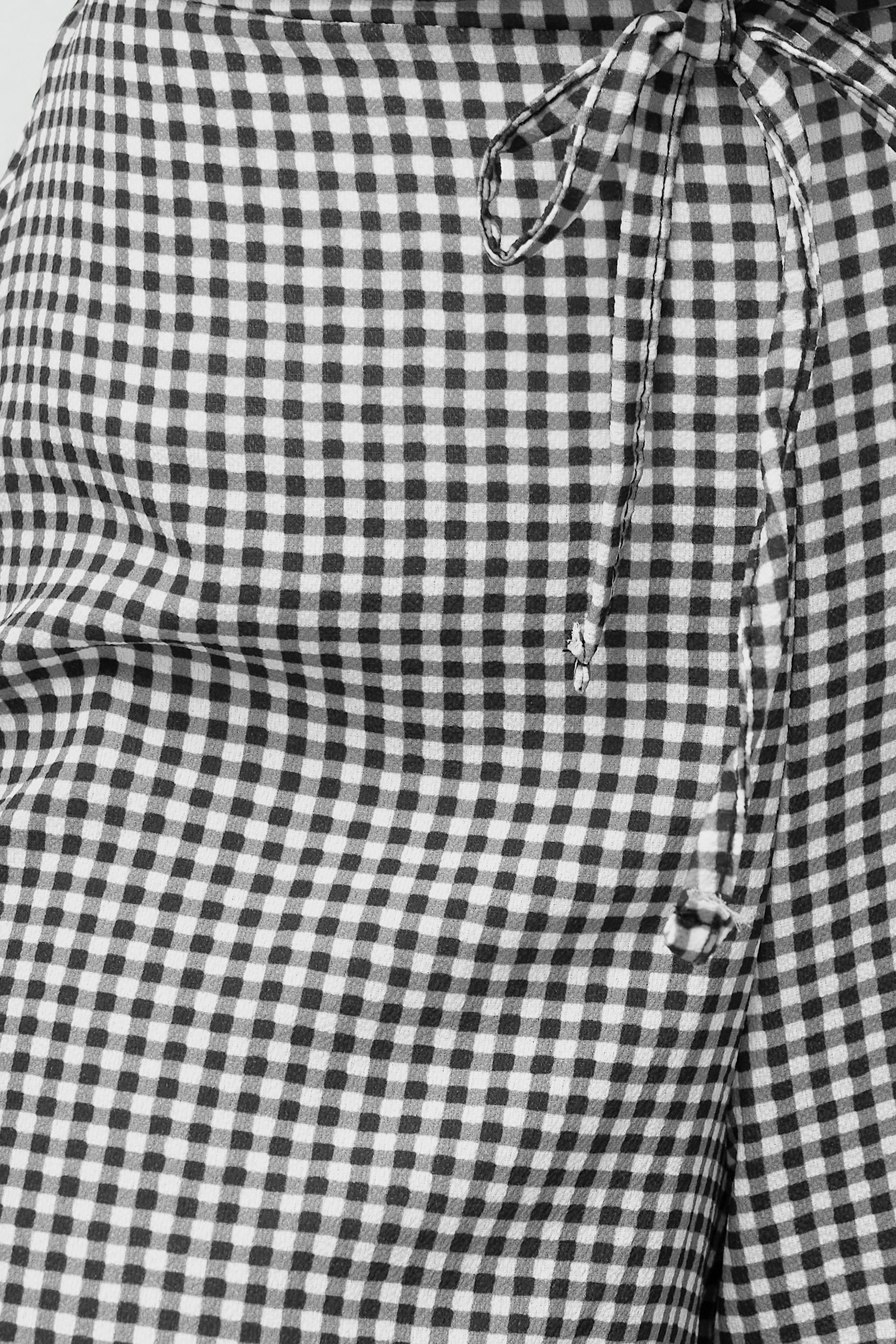 PixieGirl Petite Women's Black Gingham Wide Leg Trousers | PixieGirl 5