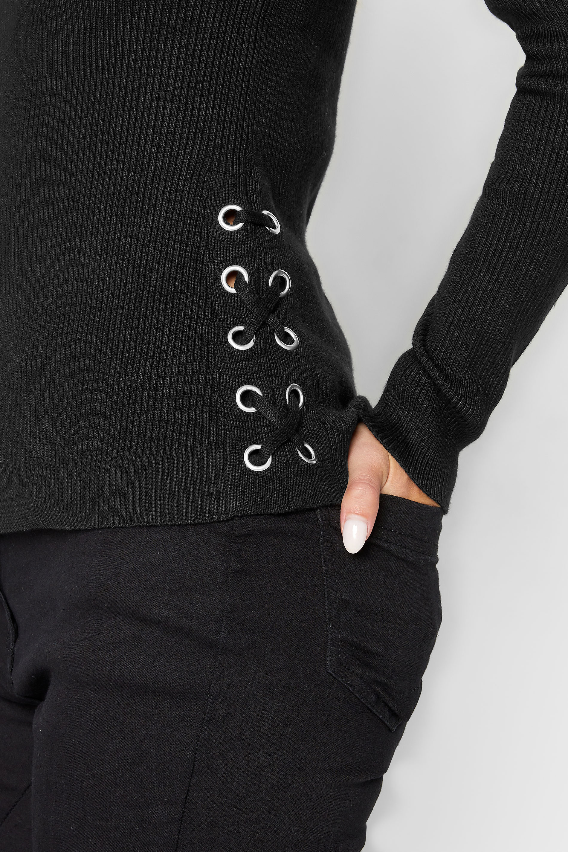 PixieGirl Black Eyelet Detail Jumper | PixieGirl 5