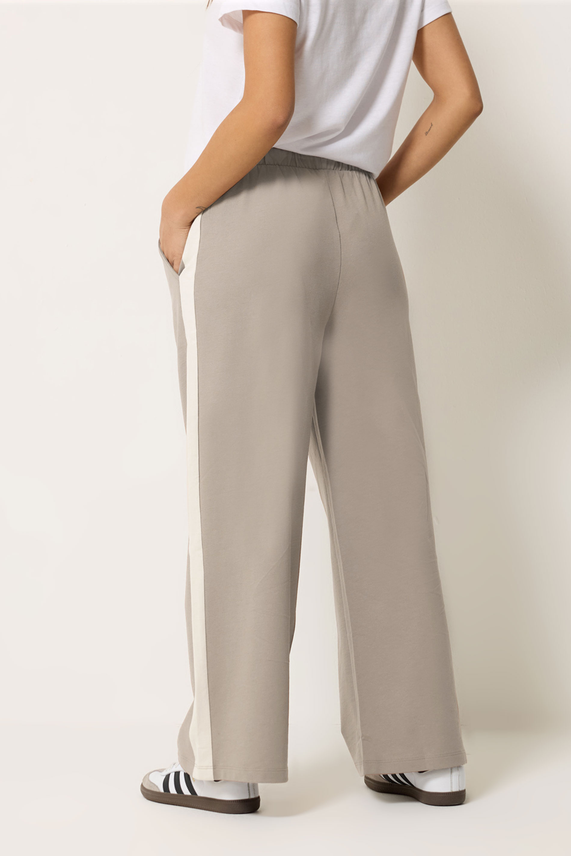M&Co Petite Mocha Brown Ivory White Stripe Cotton Joggers | M&Co 2