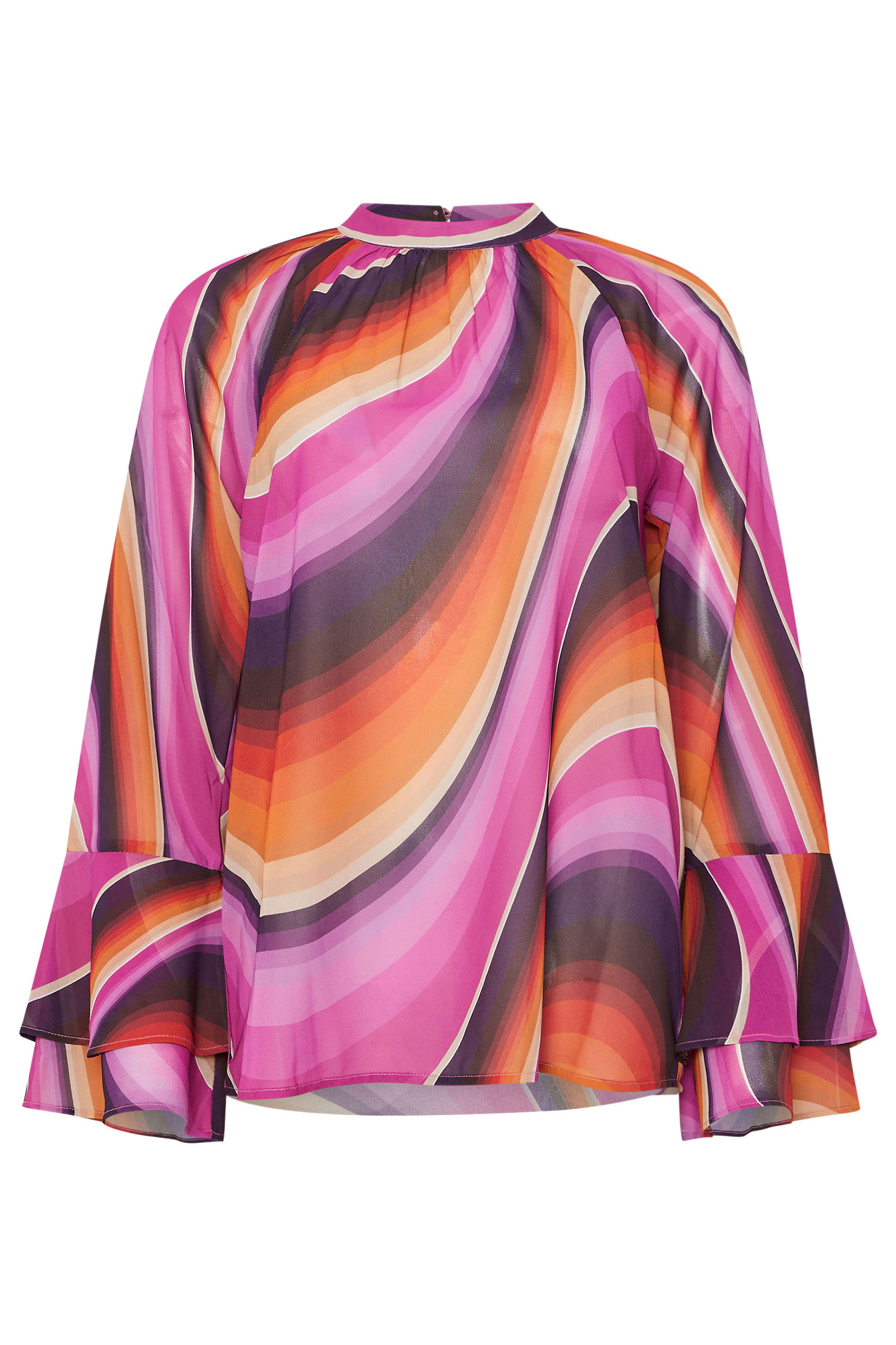 STAR Pink Abstract Flare Sleeve Blouse | StarByJM 7