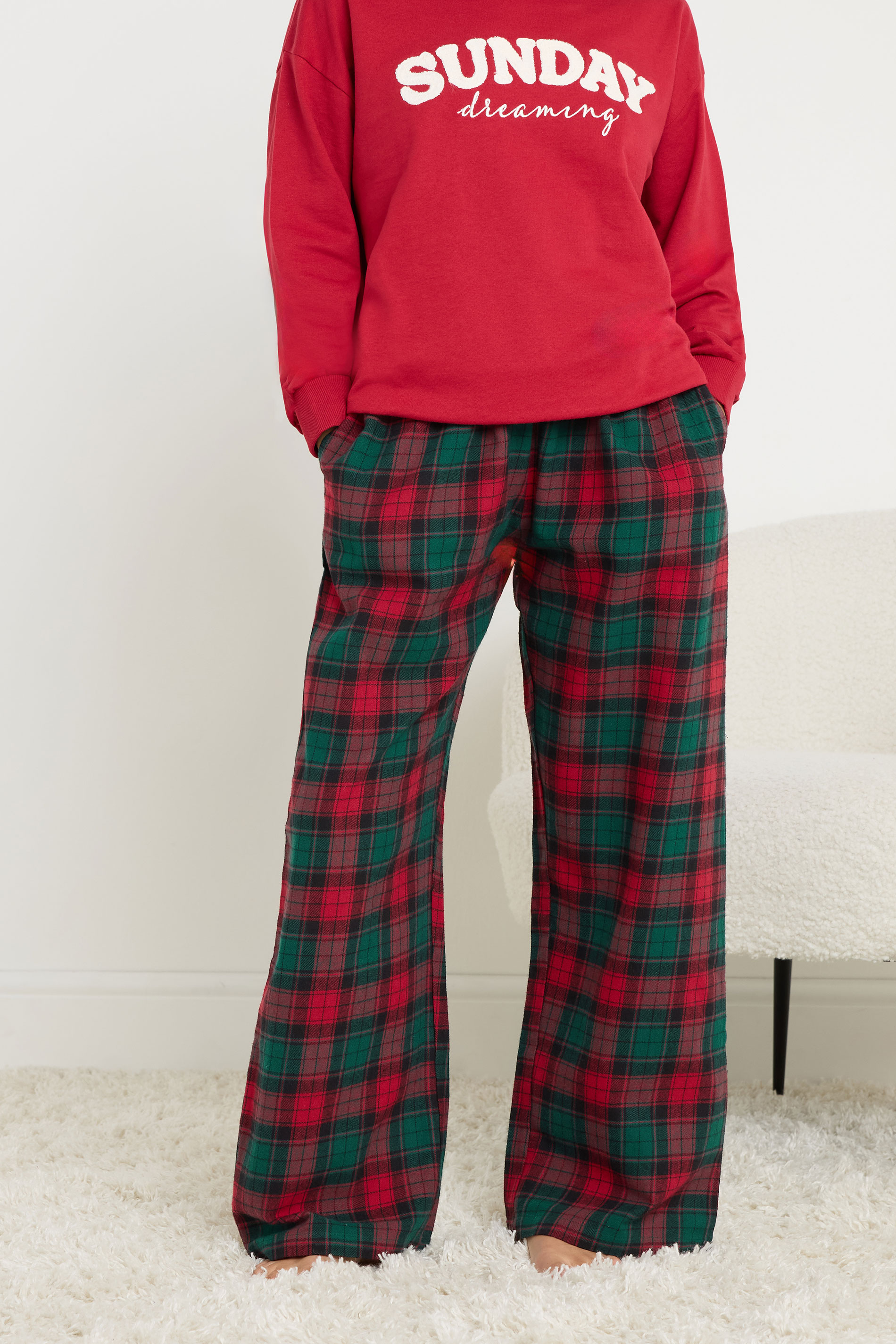 PixieGirl Petite Women's Red Cotton Check Pyjama Bottoms | PixieGirl 2