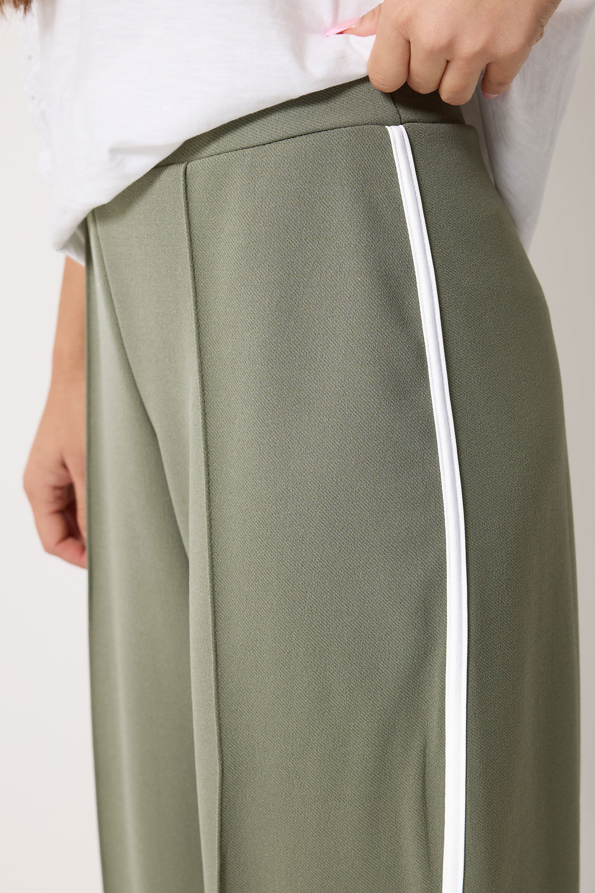 M&Co Petite Khaki Green Pintuck Trousers | M&Co 4