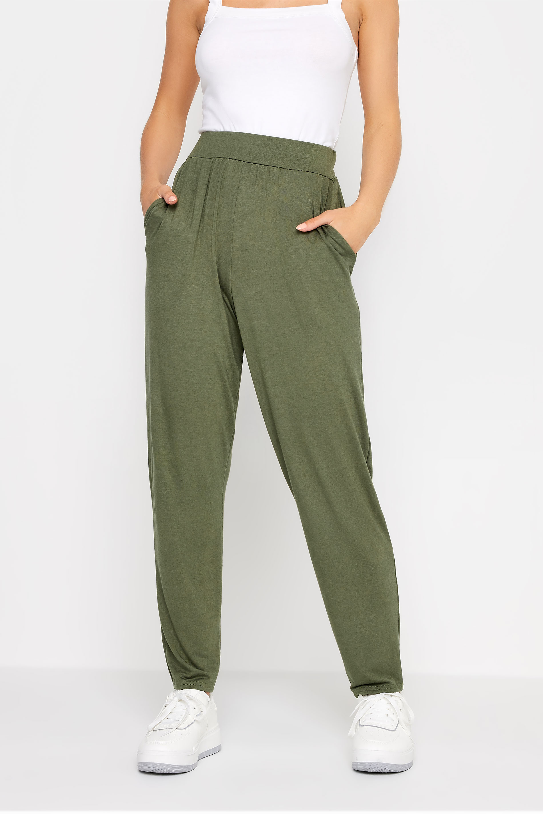 PixieGirl Petite Womens Khaki Green Harem Trousers | PixieGirl 2