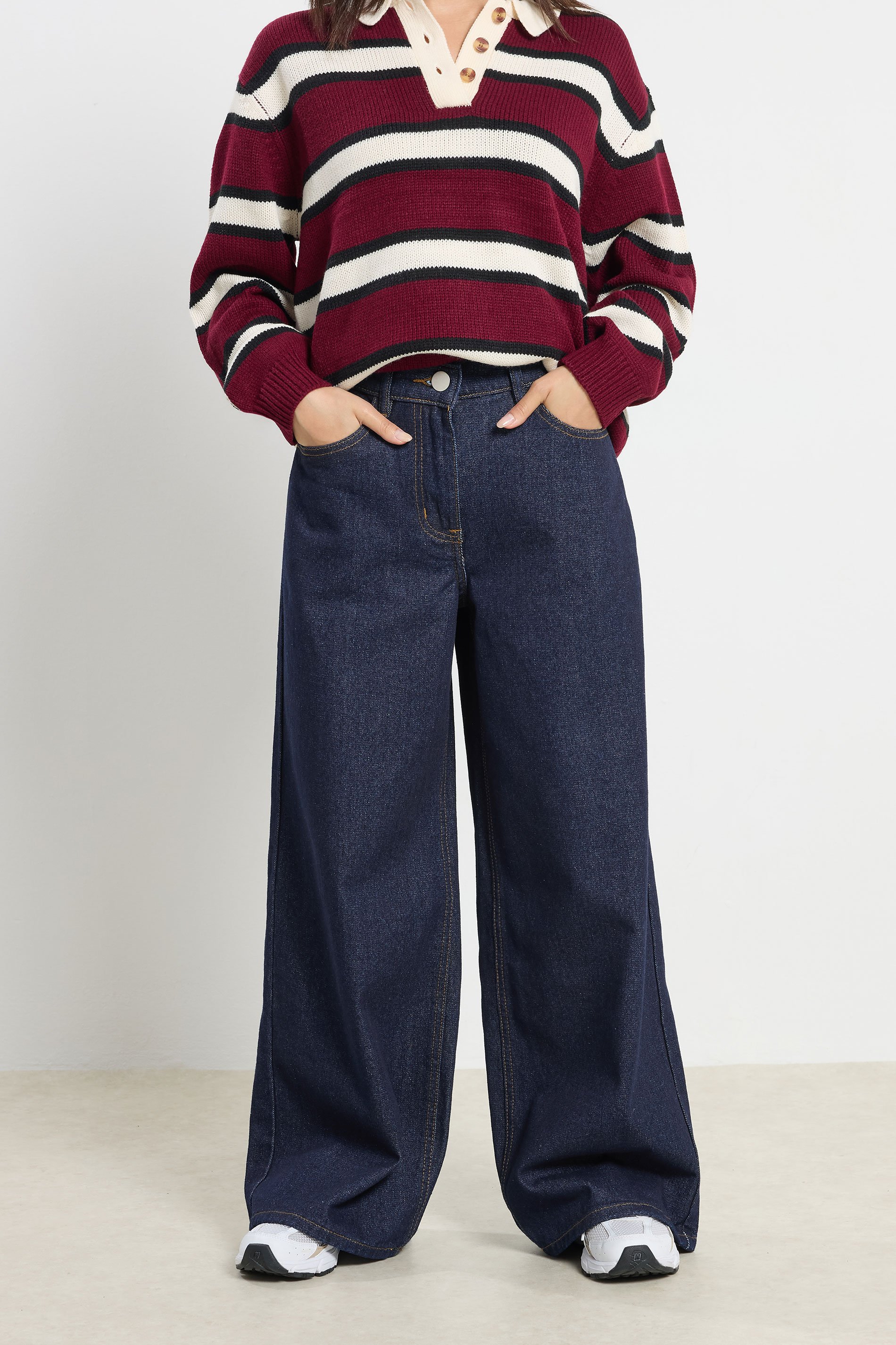 PixieGirl Petite Women's Indigo Blue Stretch Wide Leg Jeans | PixieGirl 2