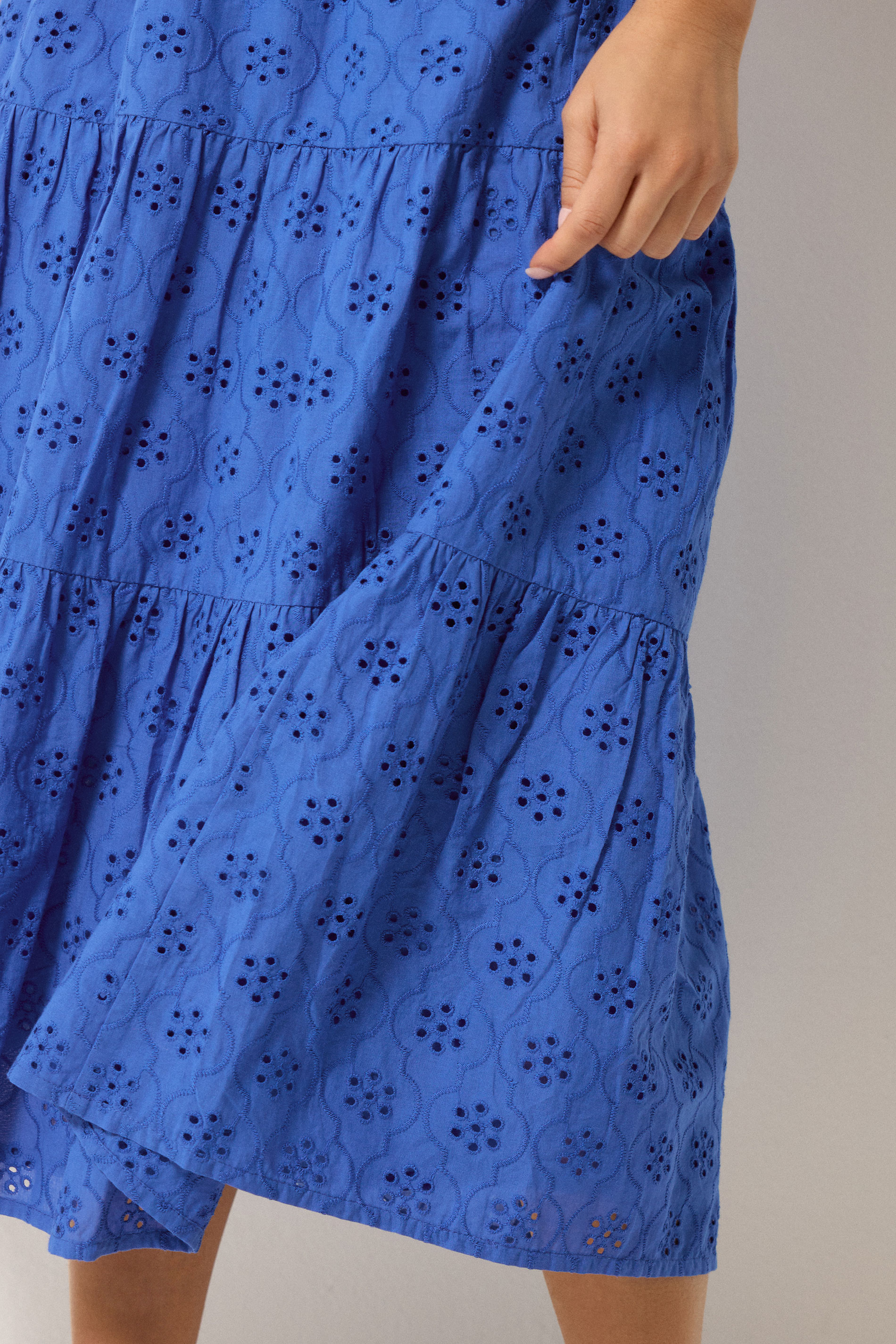 M&Co Petite Blue Broderie Tiered Cotton Maxi Skirt | M&Co 4