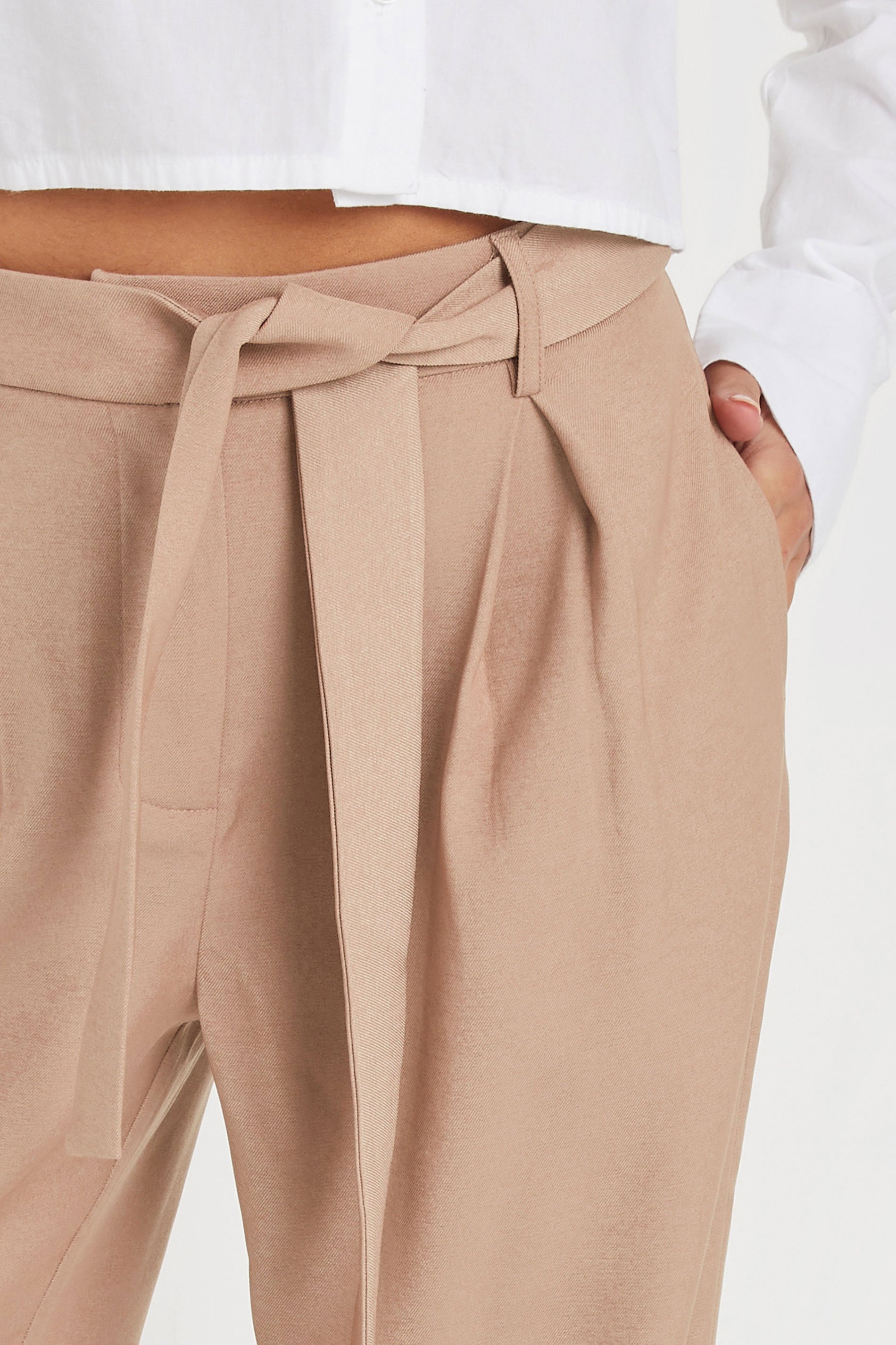 PixieGirl Petite Women's Blush Pink Woven Side Wrap Trousers | PixieGirl 4