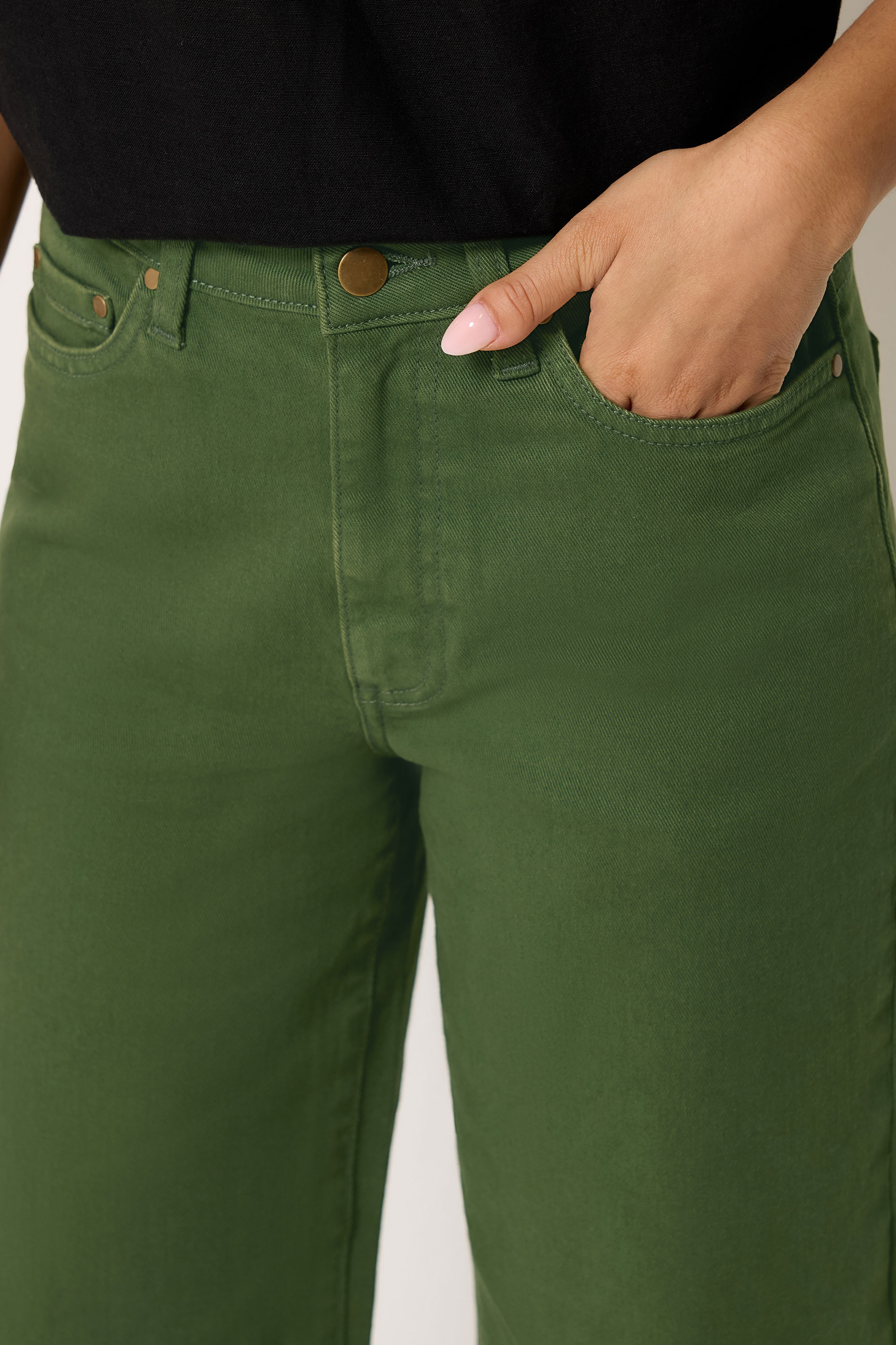 M&Co Petite Khaki Green Wide Leg Jeans | M&Co 4