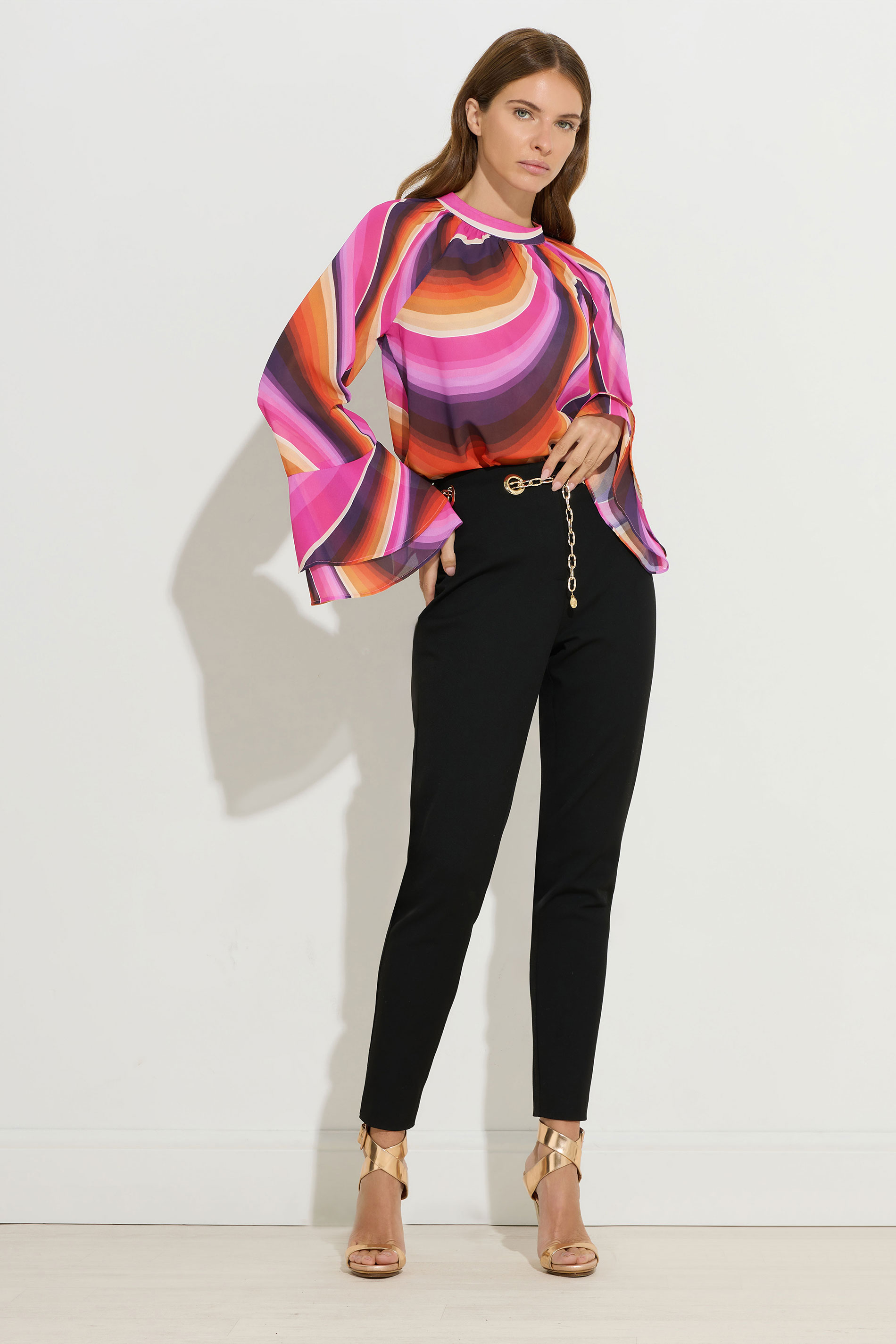 STAR Pink Abstract Flare Sleeve Blouse | StarByJM 3