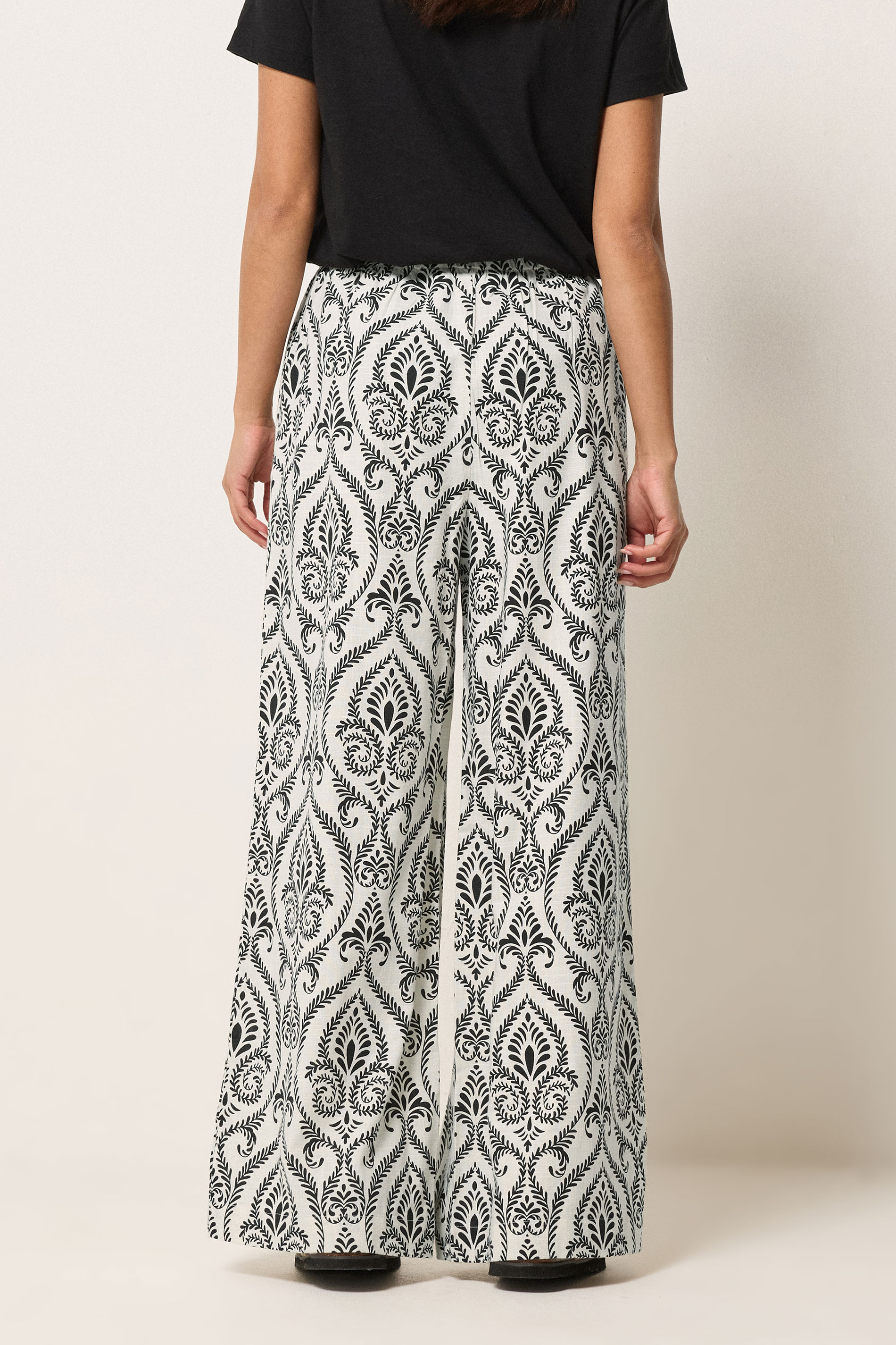 PixieGirl Petite Women's Ivory White Tile Wide Leg Trousers | PixieGirl 2
