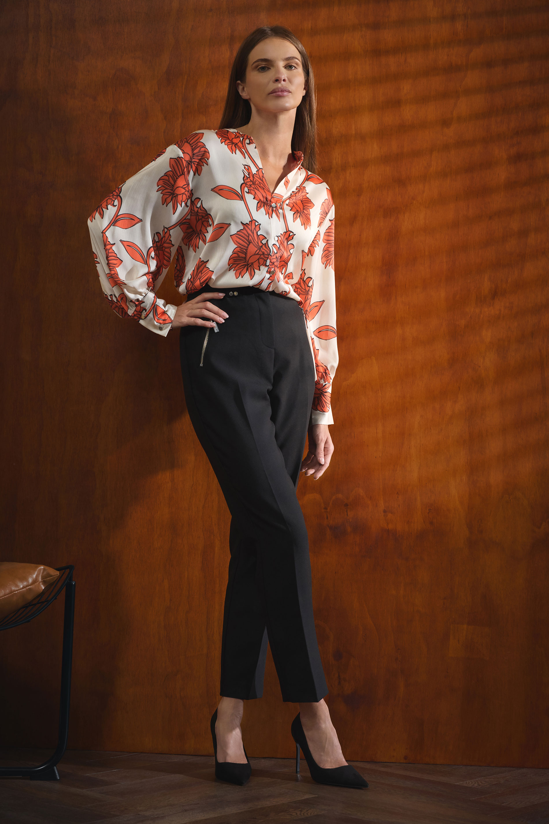 STAR Orange Floral Notch Neck Blouse | StarByJM 1