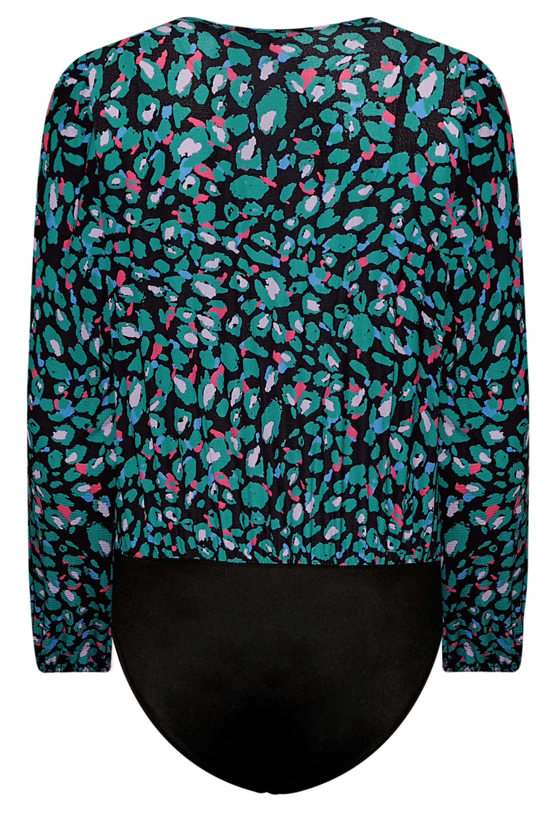 Petite Green Animal Print Long Sleeve Bodysuit | PixieGirl 7