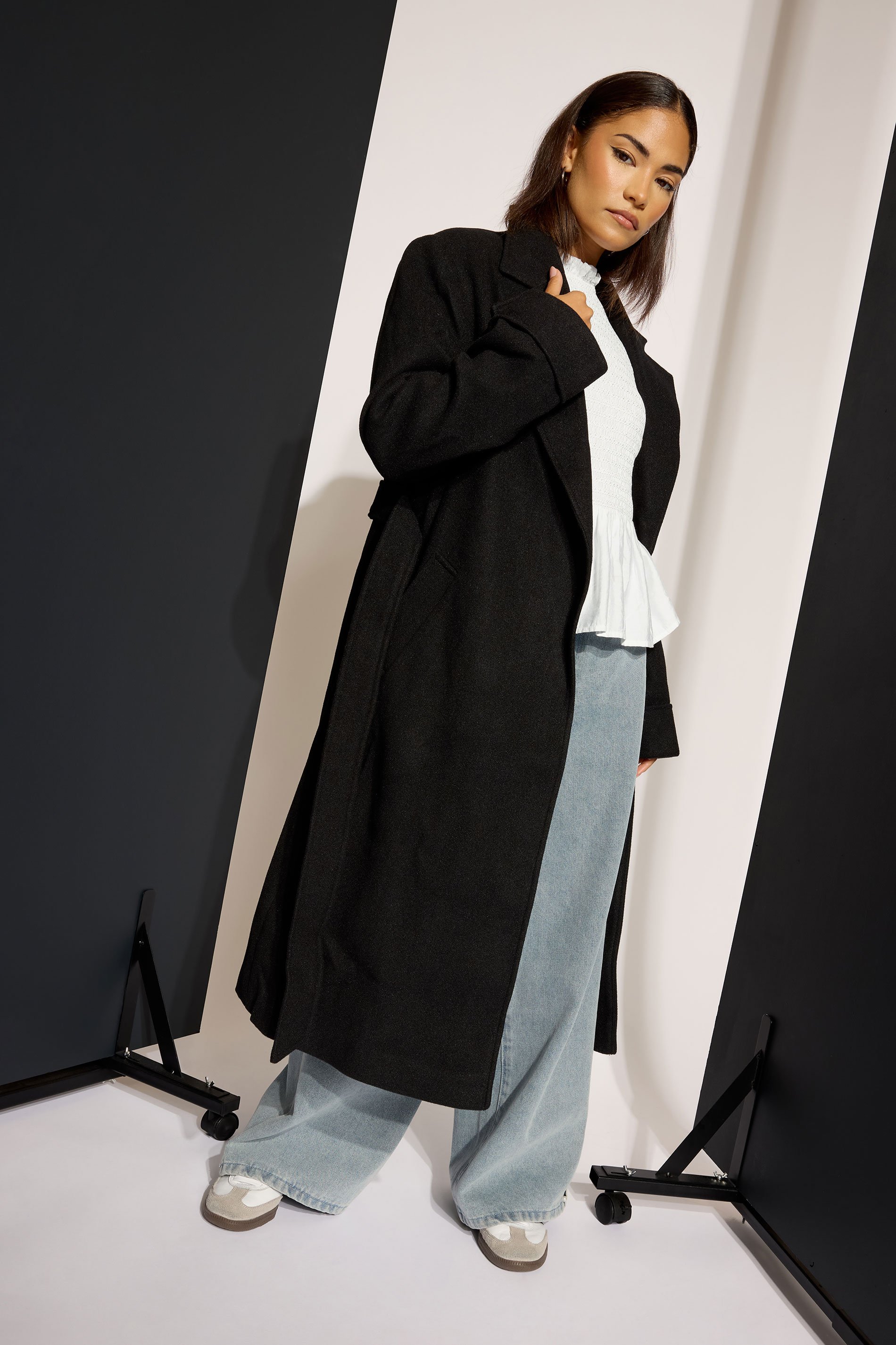 PixieGirl Petite Women's Black Wrap Belt Coat | PixieGirl 1