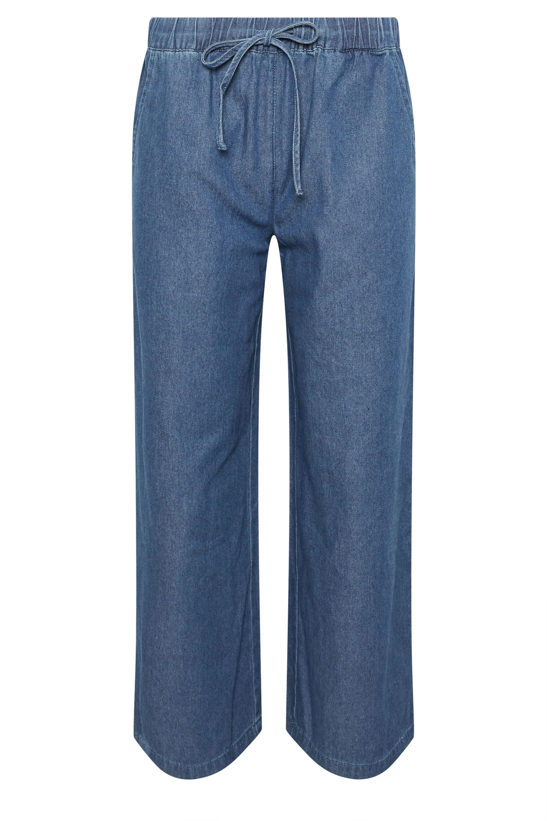 PixieGirl Petite Women's Mid Blue Pull-On Wide Leg Jeans | PixieGirl 5