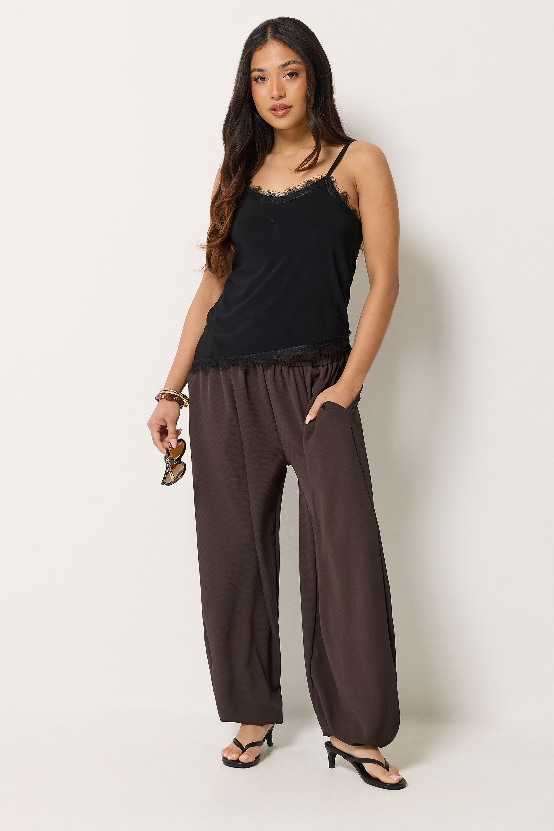 Pixiegirl Women's Brown Petite Chocolate Balloon Trousers Size Petite > 10