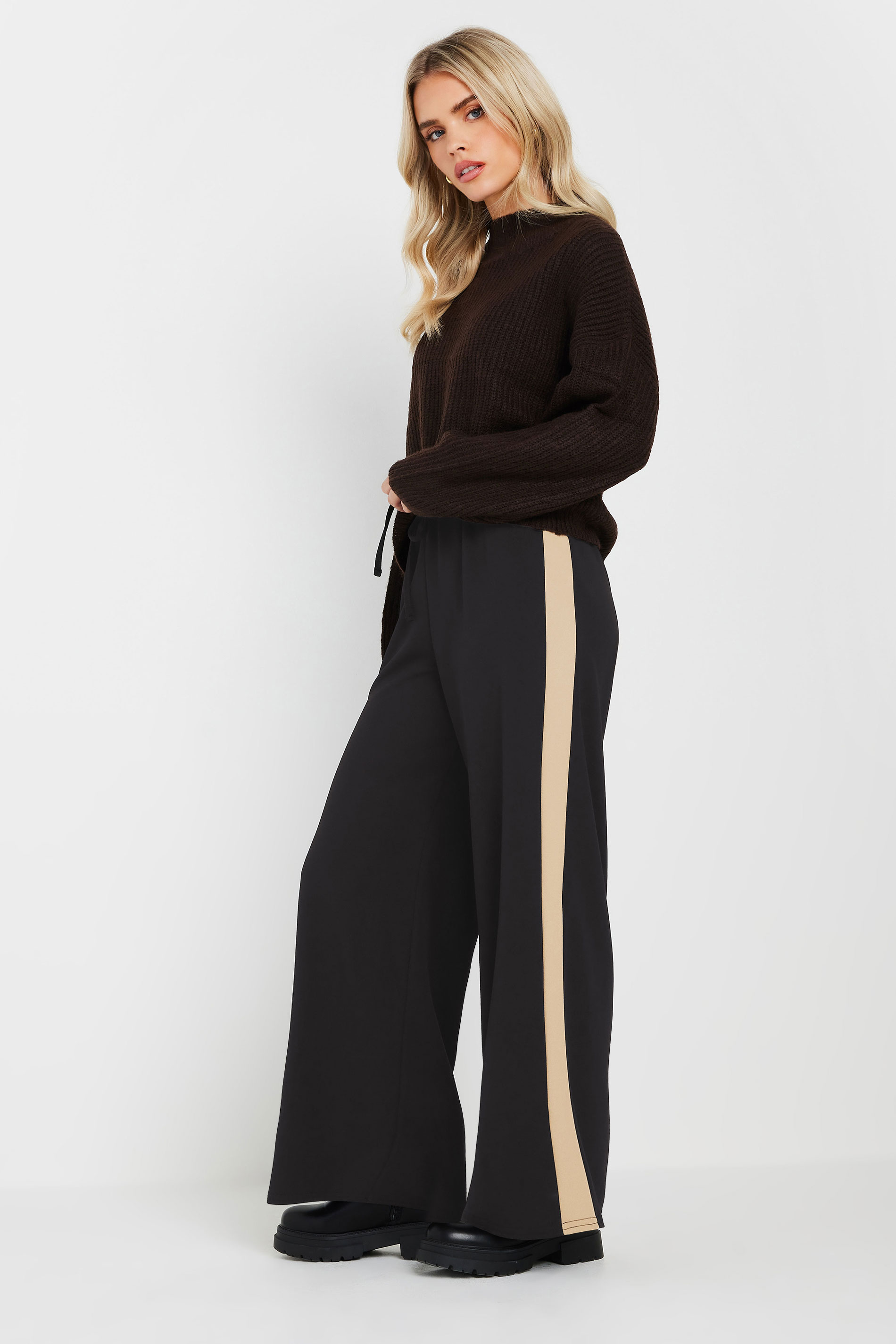 PixieGirl Petite Women's Black Side Stripe Joggers | PixieGirl 1