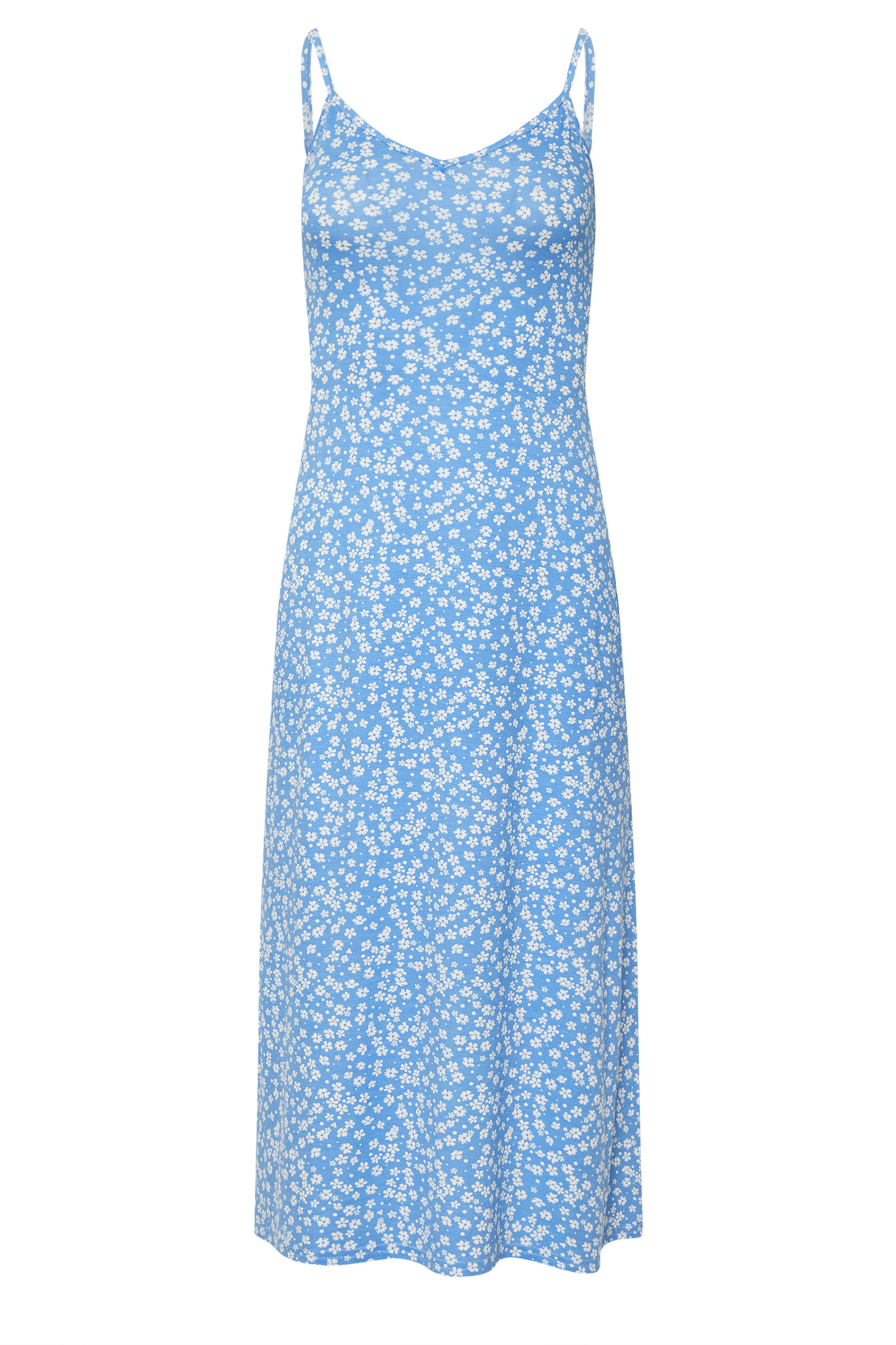 PixieGirl Petite Women's Blue Ditsy Floral Jersey Strappy Maxi Dress | PixieGirl 5