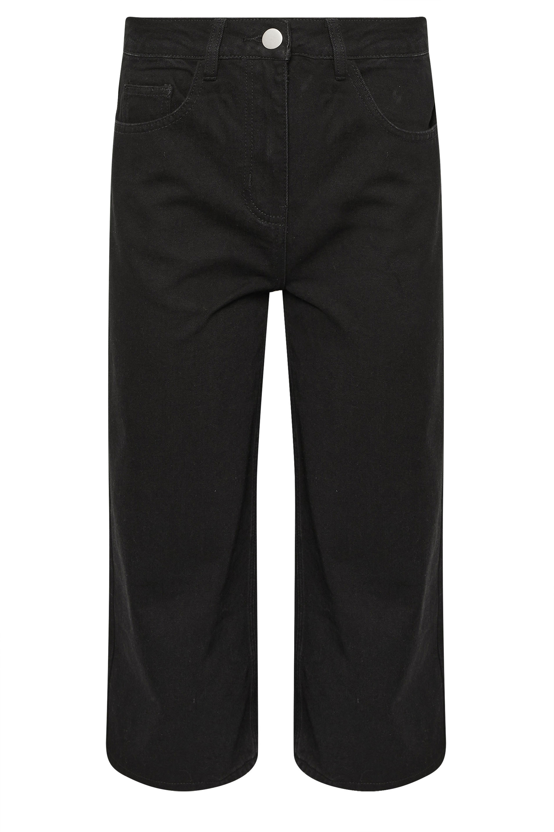 PixieGirl Petite Women's Black Denim Cropped Wide Leg Jean | PixieGirl 6