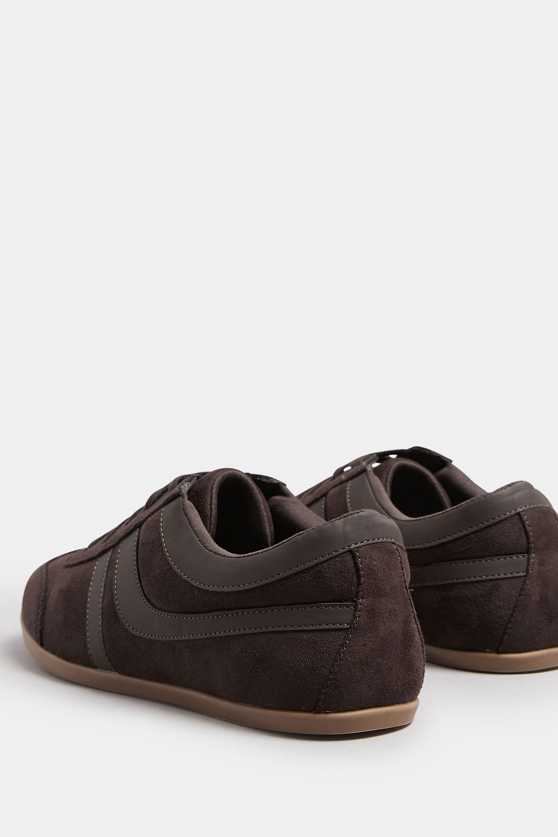Brown Low Retro Stripe Trainers In Extra Wide EEE Fit | Yours Clothing 4