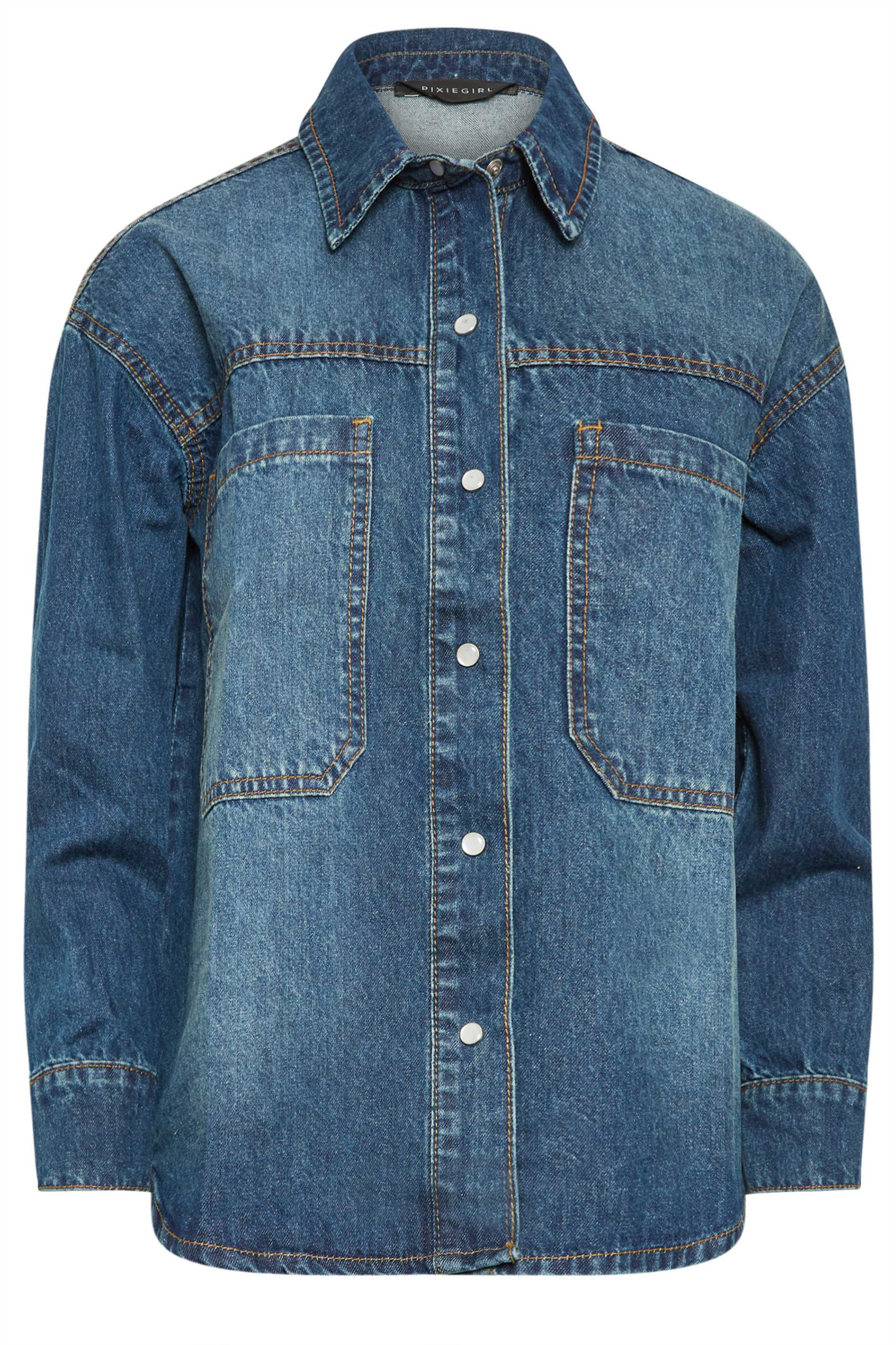 PixieGirl Petite Blue Denim Shacket | PixieGirl  7