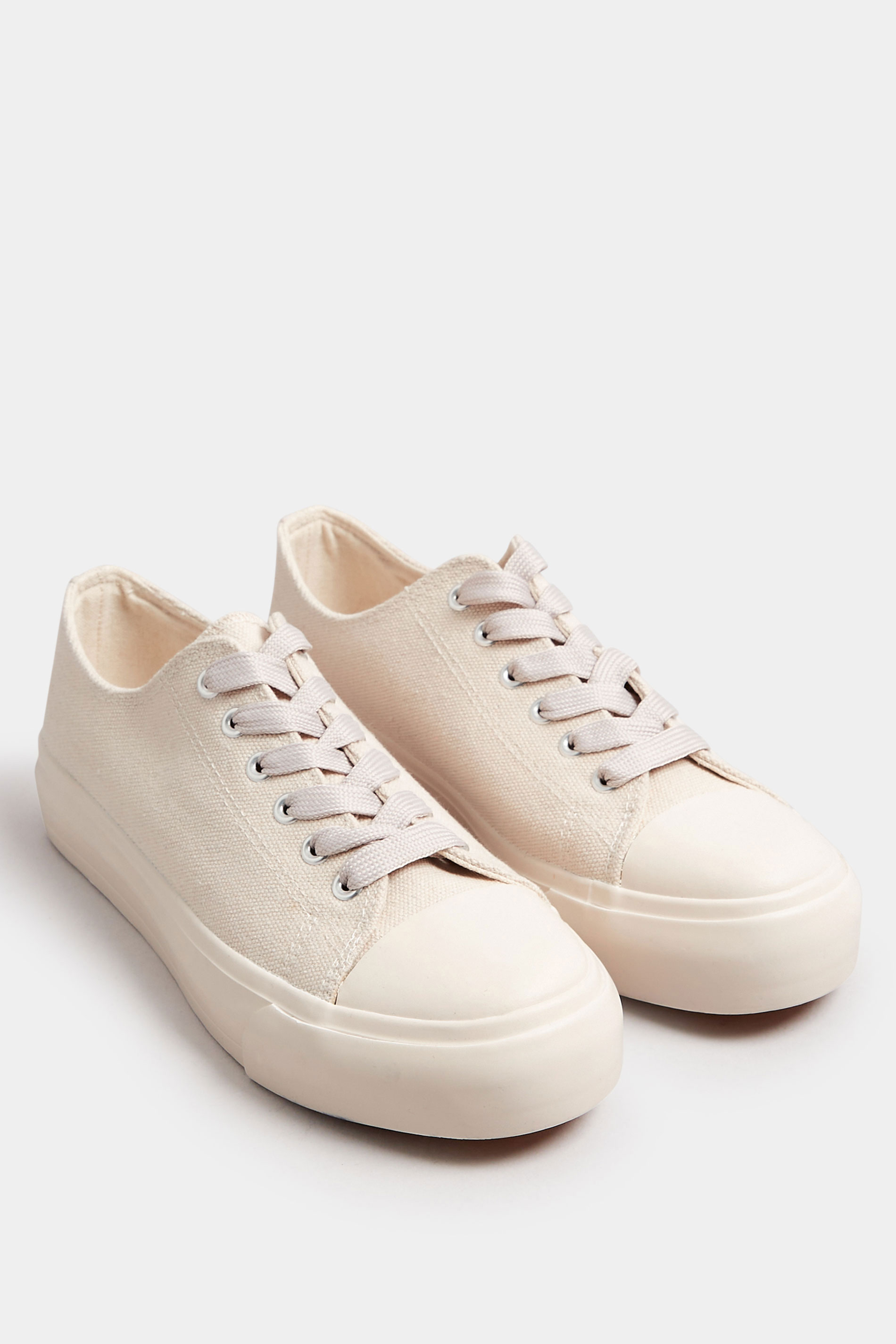 Natural Brown Canvas Trainers In Extra Wide EEE Fit | Yours Clothing 3