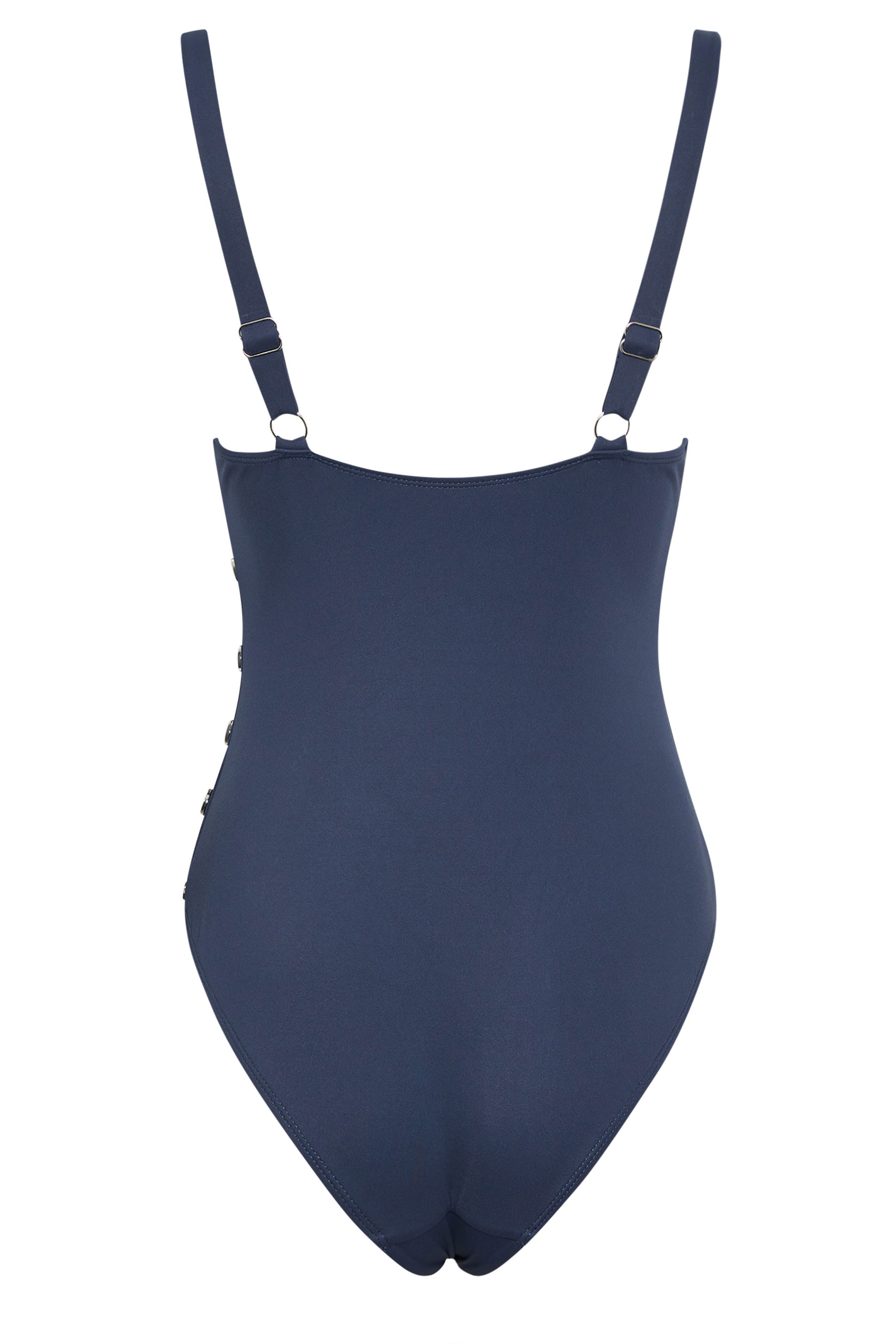 STAR Navy Blue Popper Detail Plunge Swimsuit | StarByJM 7