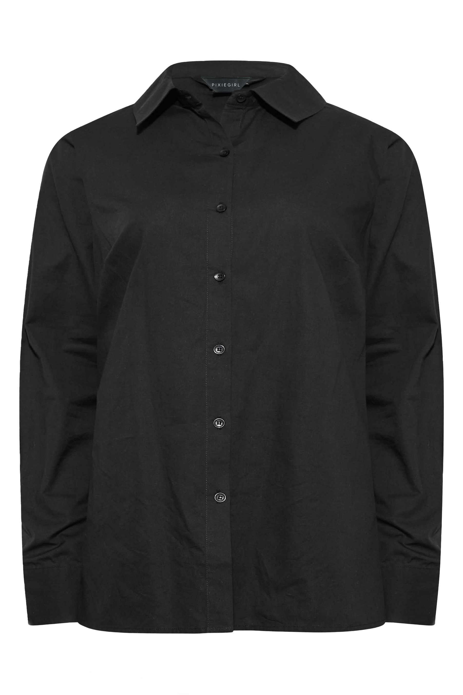Petite Black Fitted Cotton Shirt | PixieGirl 7