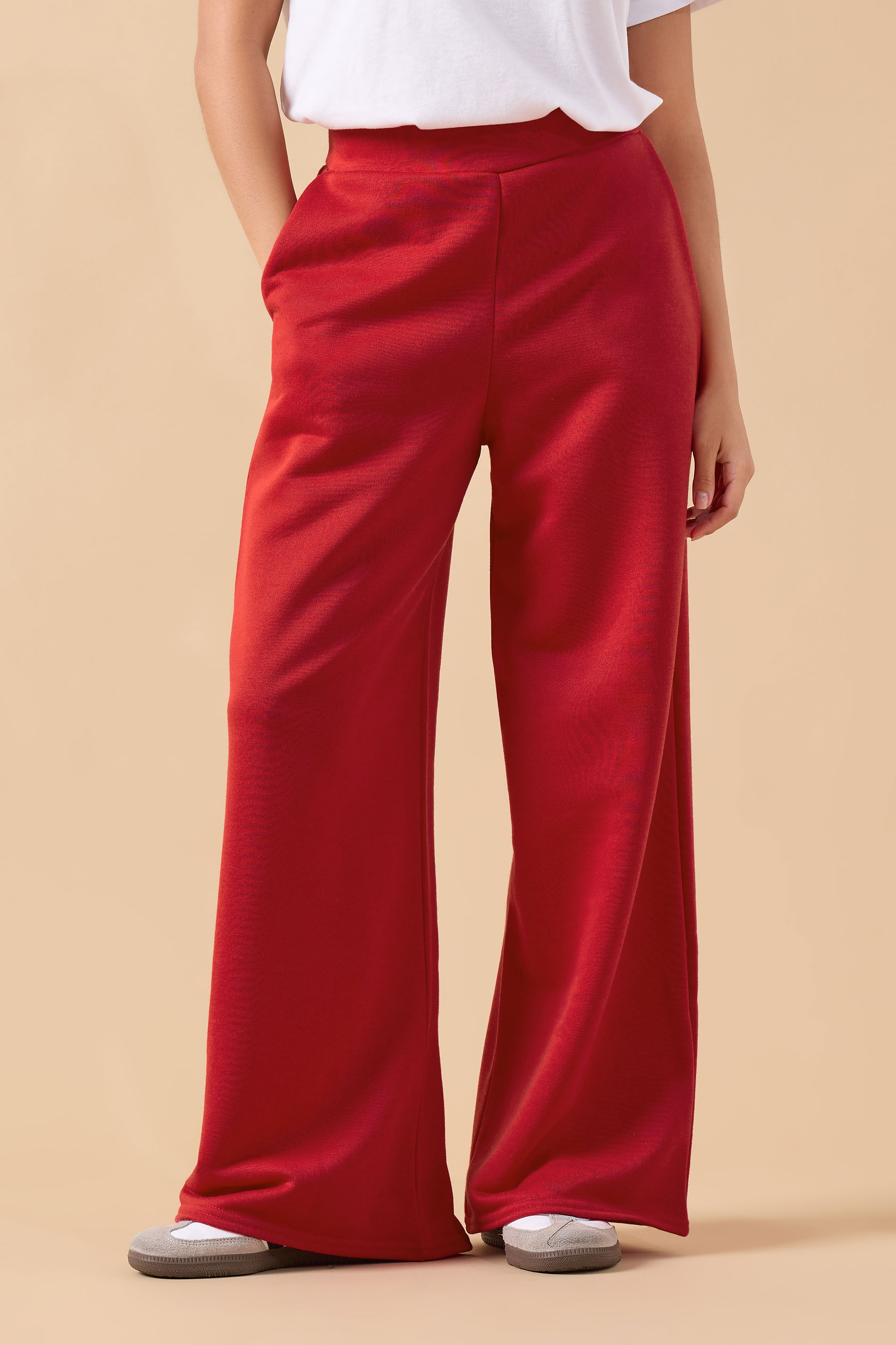 PixieGirl Petite Women's Red Wide Leg Joggers | PixieGirl 2