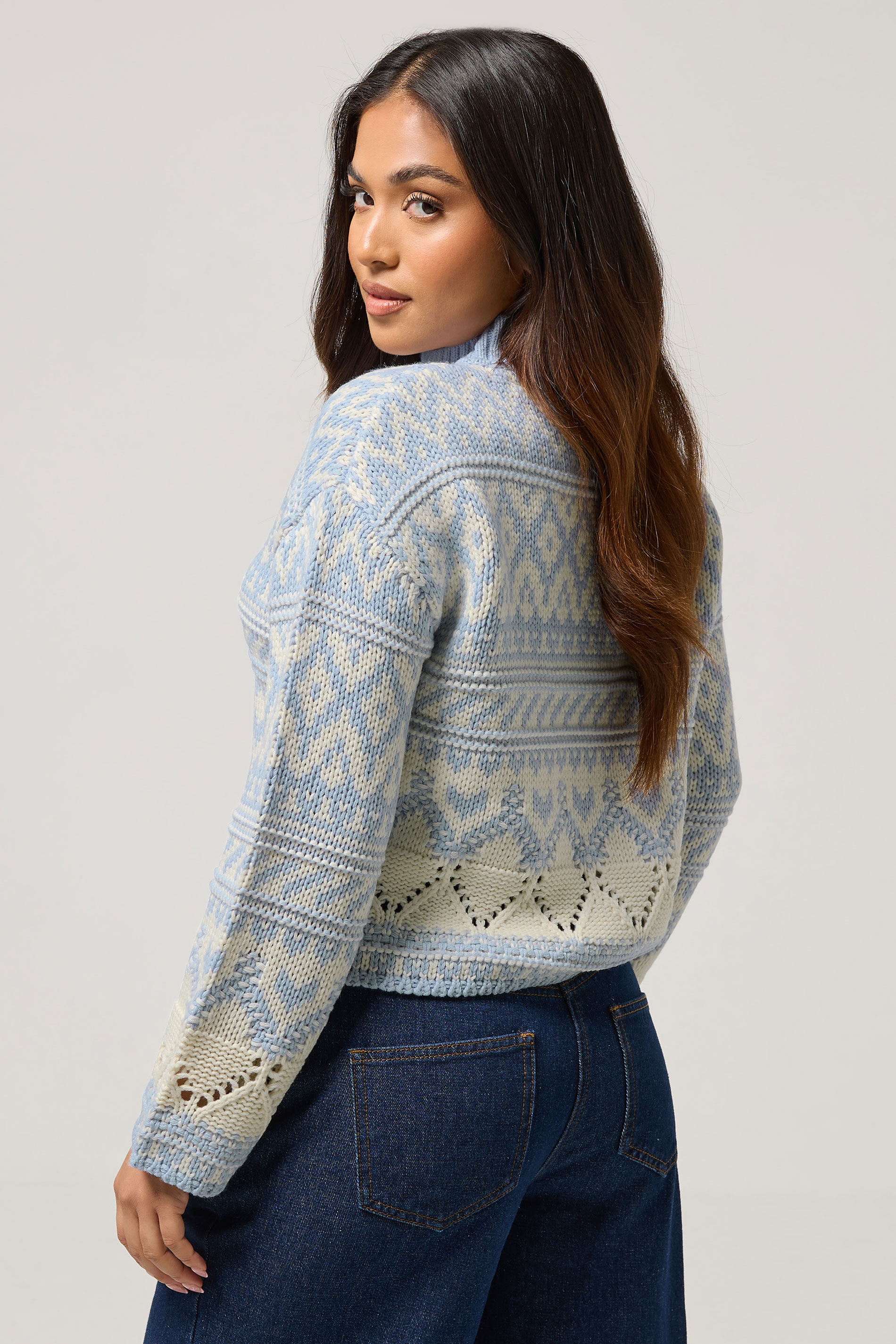 PixieGirl Petite Women's Blue Fairisle Knit Jumper | PixieGirl 3