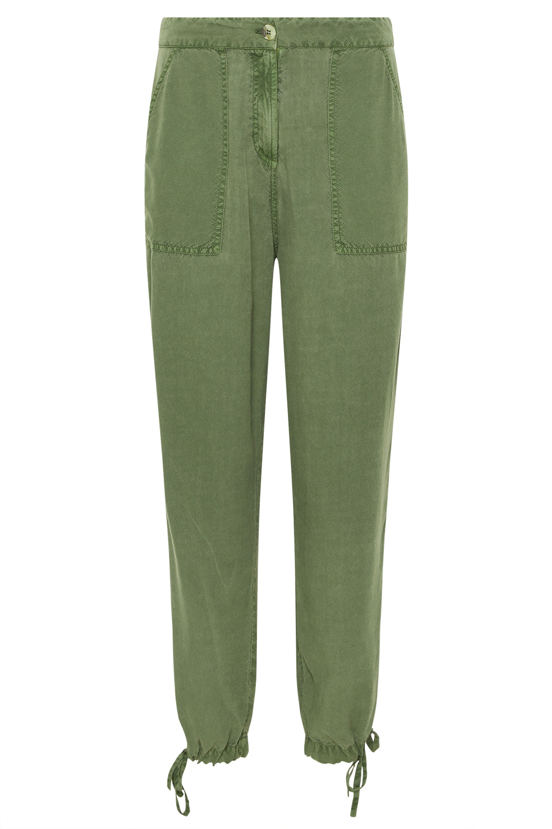 M&Co Khaki Green Tie Hem Trousers | M&Co 7