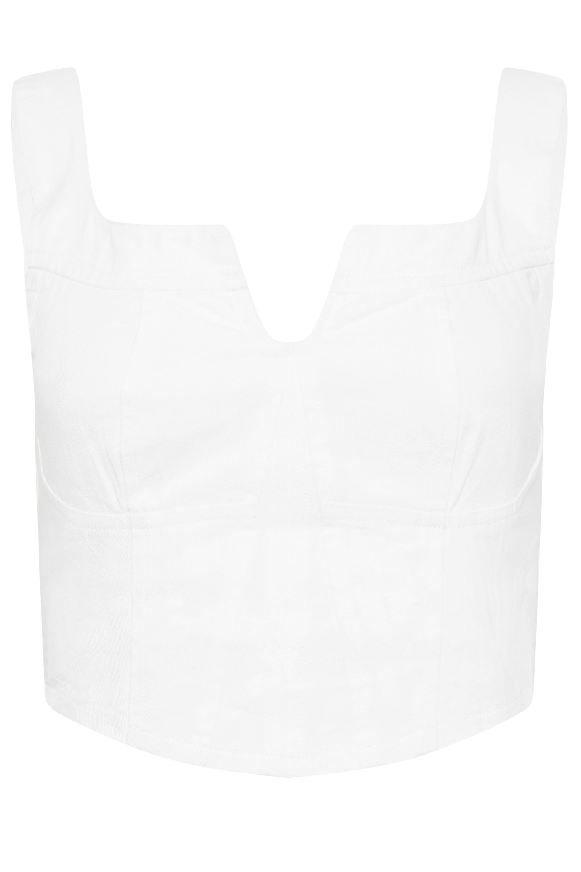 PixieGirl Petite Women's White Notch Neck Corset Top | PixieGirl 5