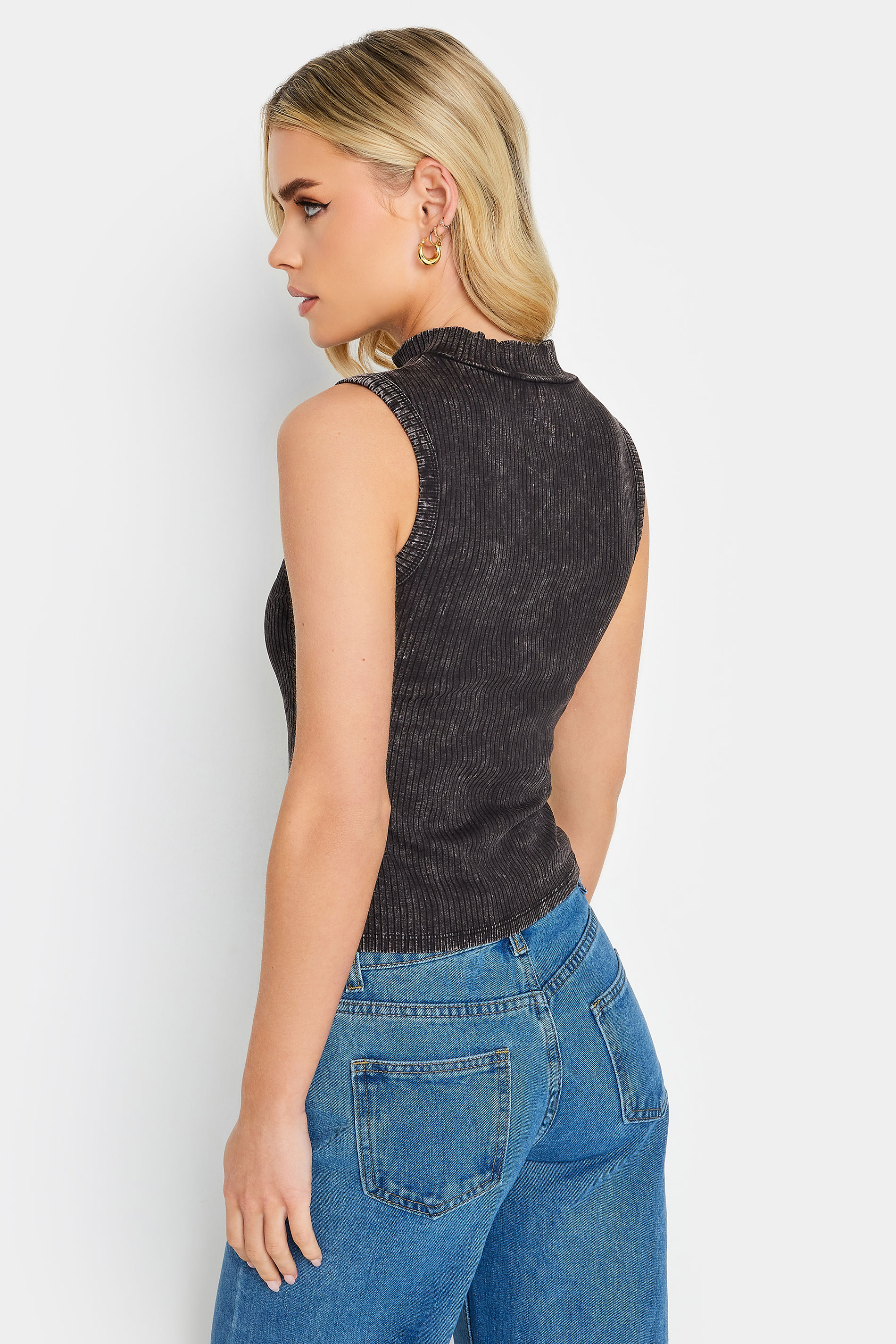 PixieGirl Petite Women's 2 PACK Black & Blue Acid Wash Zip Up Vest Top | PixieGirl 5