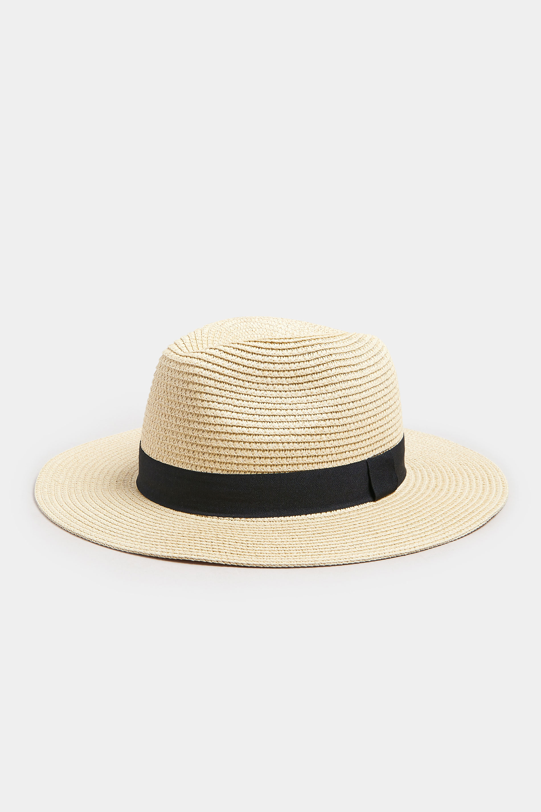 Natural Brown Straw Trim Fedora Hat | Yours Clothing 2