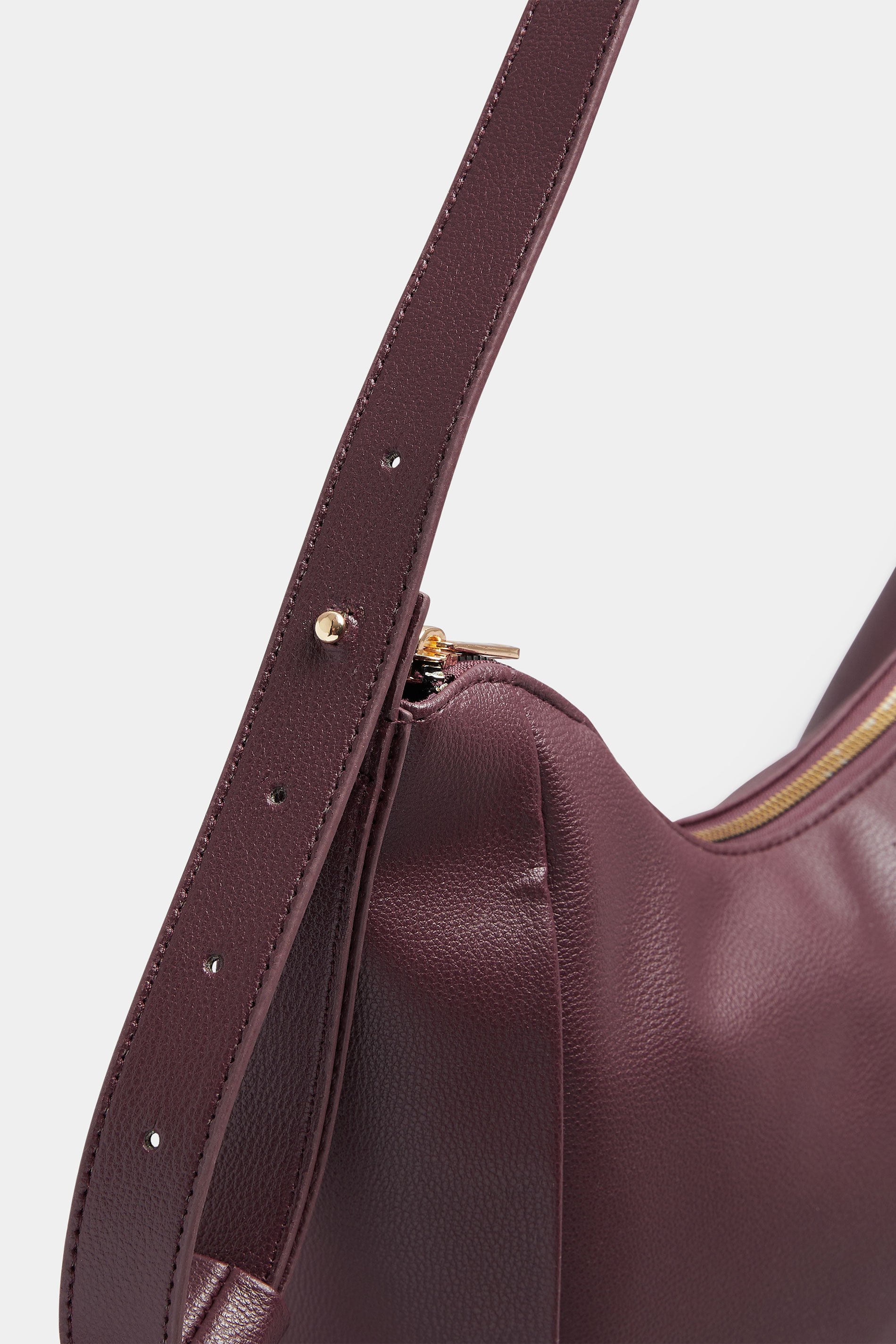 Burgundy Red Faux Leather Slouched Shoulder Bag | Yours Clothing 4