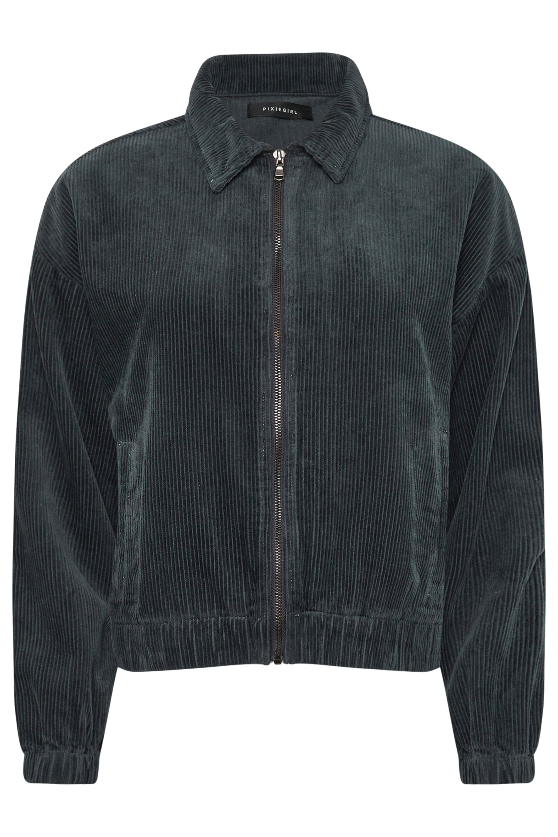 PixieGirl Petite Women's Charcoal Grey Cord Bomber Jacket | PixieGirl 7