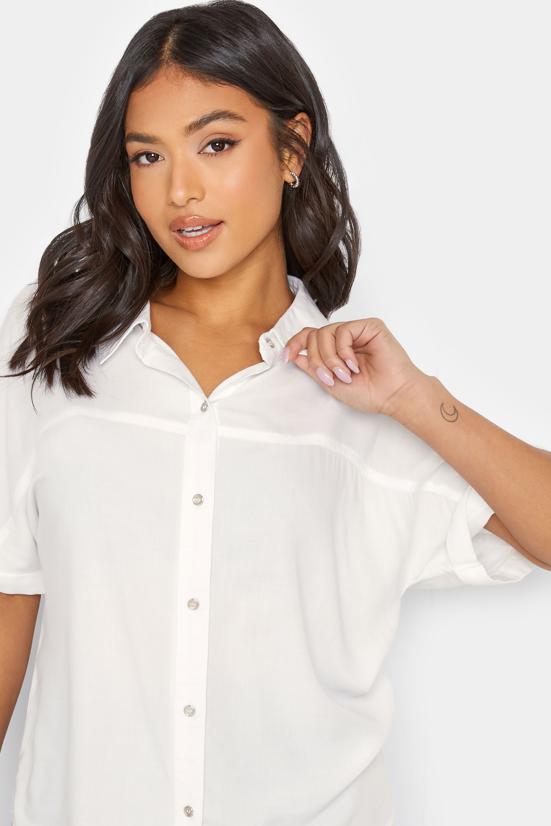 Petite White Short Sleeve Shirt | PixieGirl 3