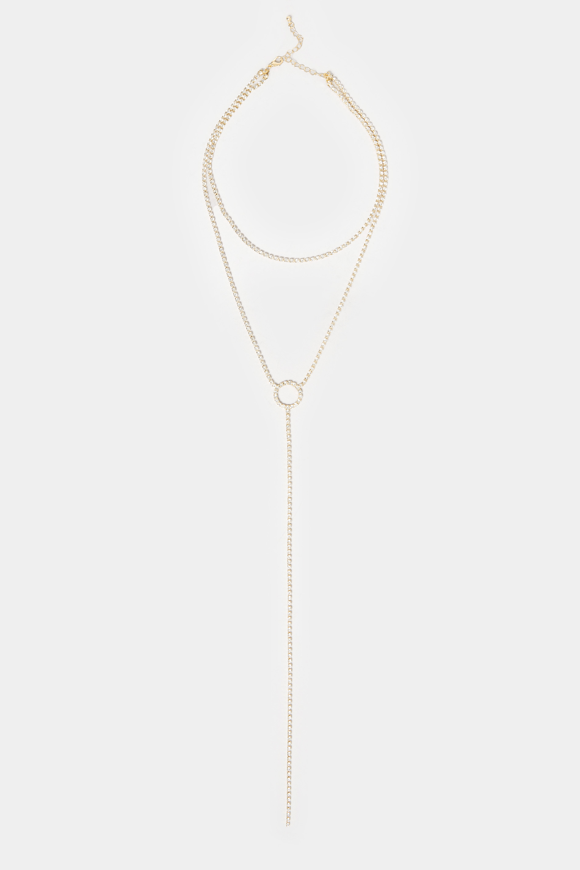Gold Tone Diamante Layered Circle Necklace | Yours Clothing 2