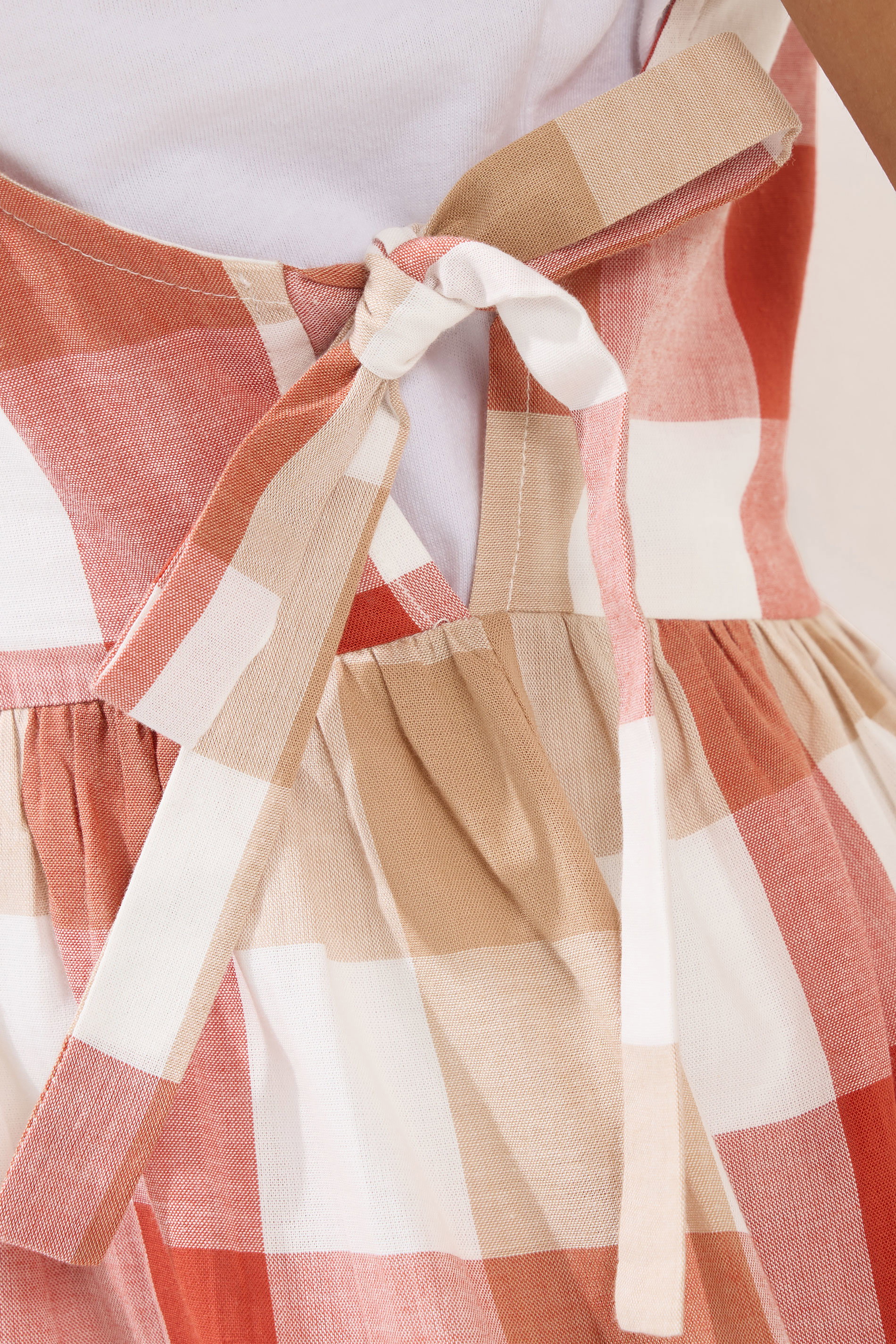 PixieGirl Petite Women's Pink Check Cotton Midi Dress | PixieGirl 5