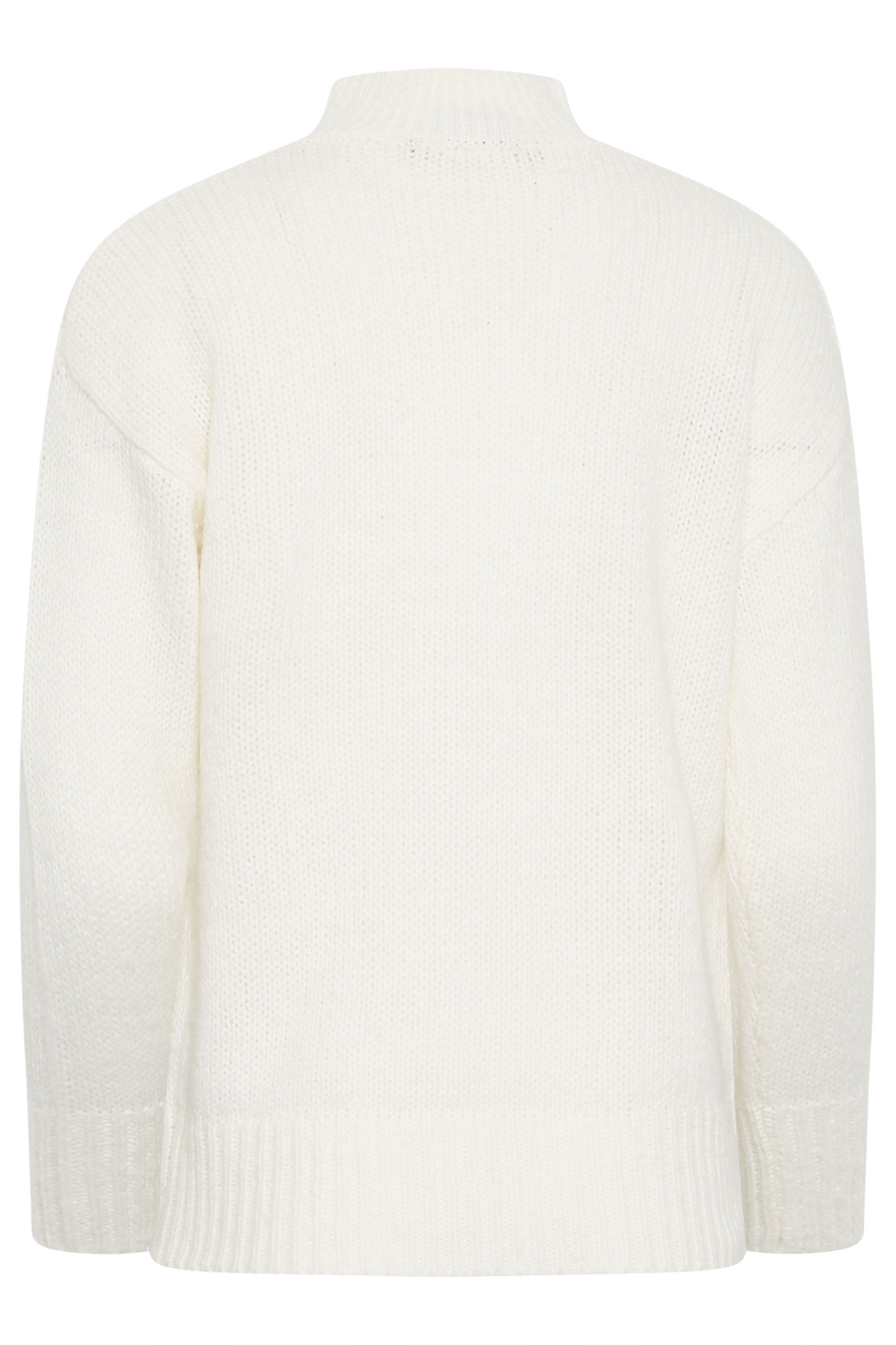 Petite Ivory White High Neck Cable Knit Jumper | PixieGirl 7