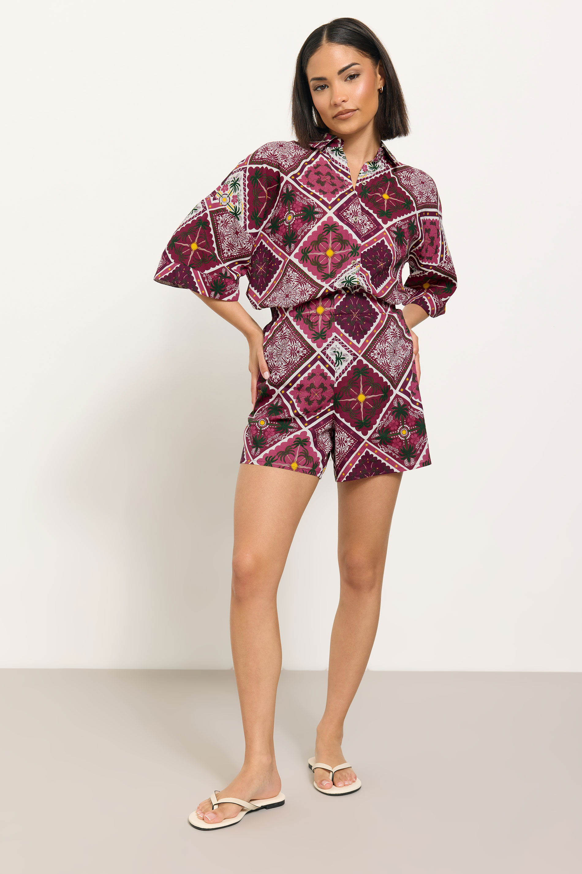PixieGirl Petite Women's Purple Tile Print Shorts | PixieGirl 2